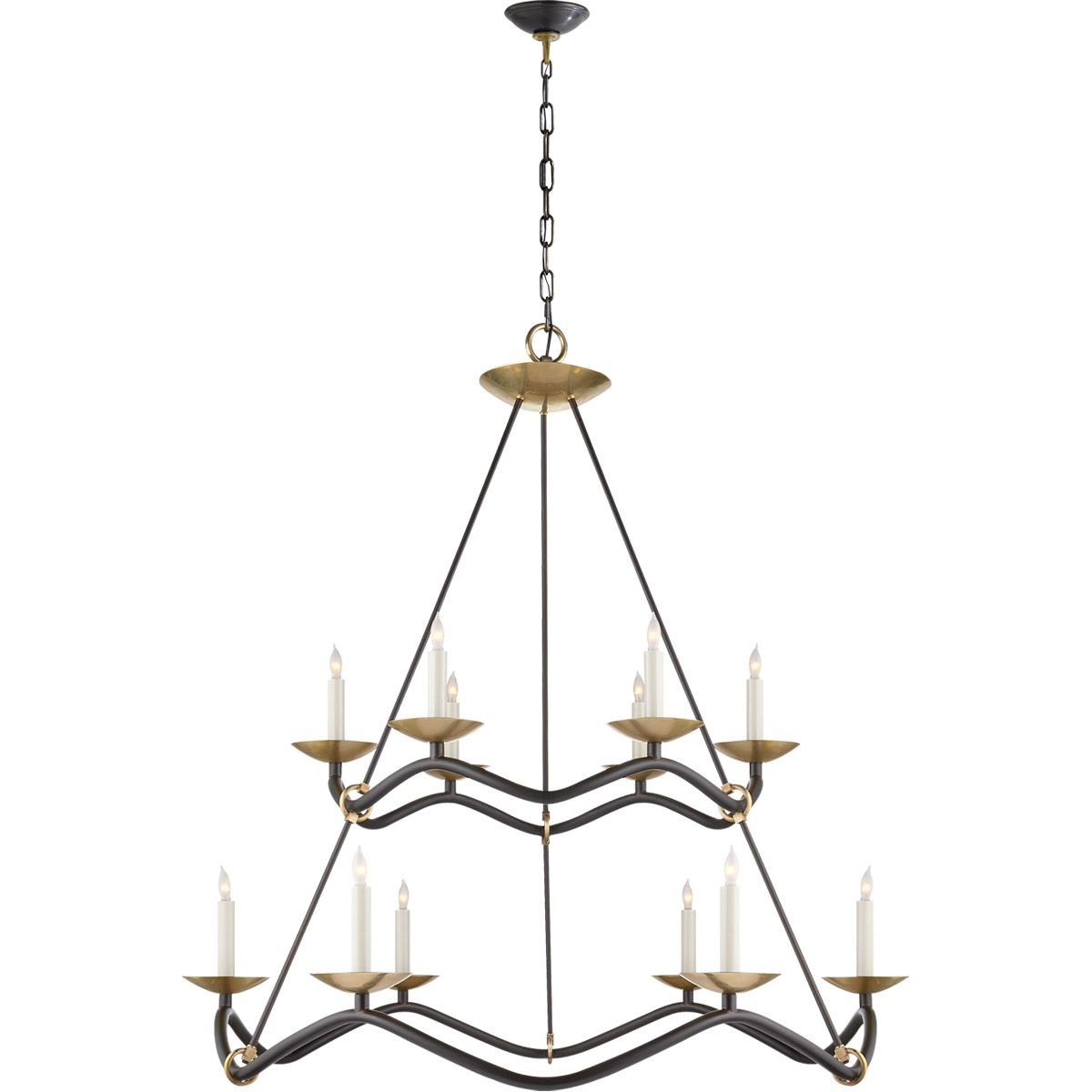 Barry Goralnick Choros 12 Light 42 inch Aged Iron Two-Tier Chandelier Ceiling Light