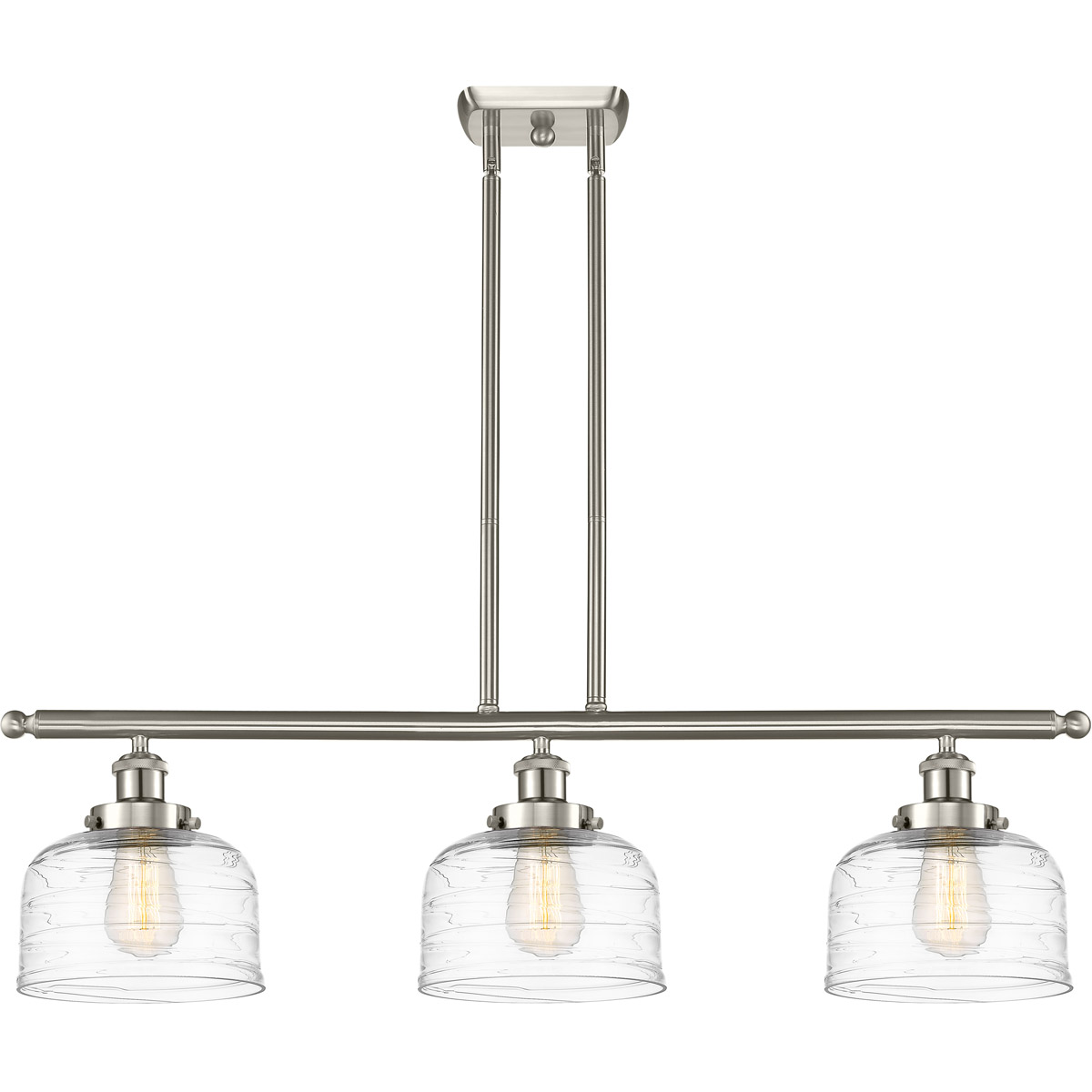 Ballston Bell 3 Light 36 inch Brushed Satin Nickel Island Light Ceiling Light