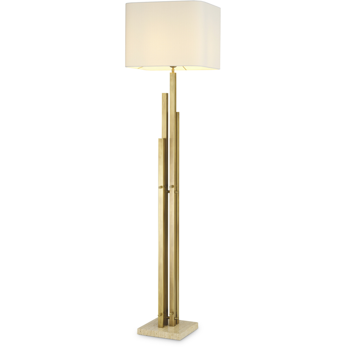 Destino 74.61 inch 40 watt Vintage Brass and Travertine Base Floor Lamp Portable Light