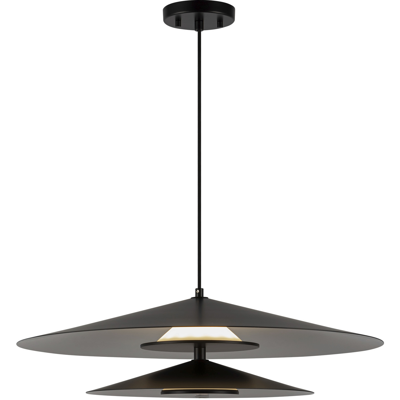 Cruz LED 24 inch Metal - Black and White Pendant Ceiling Light in Spun Aluminum Shade