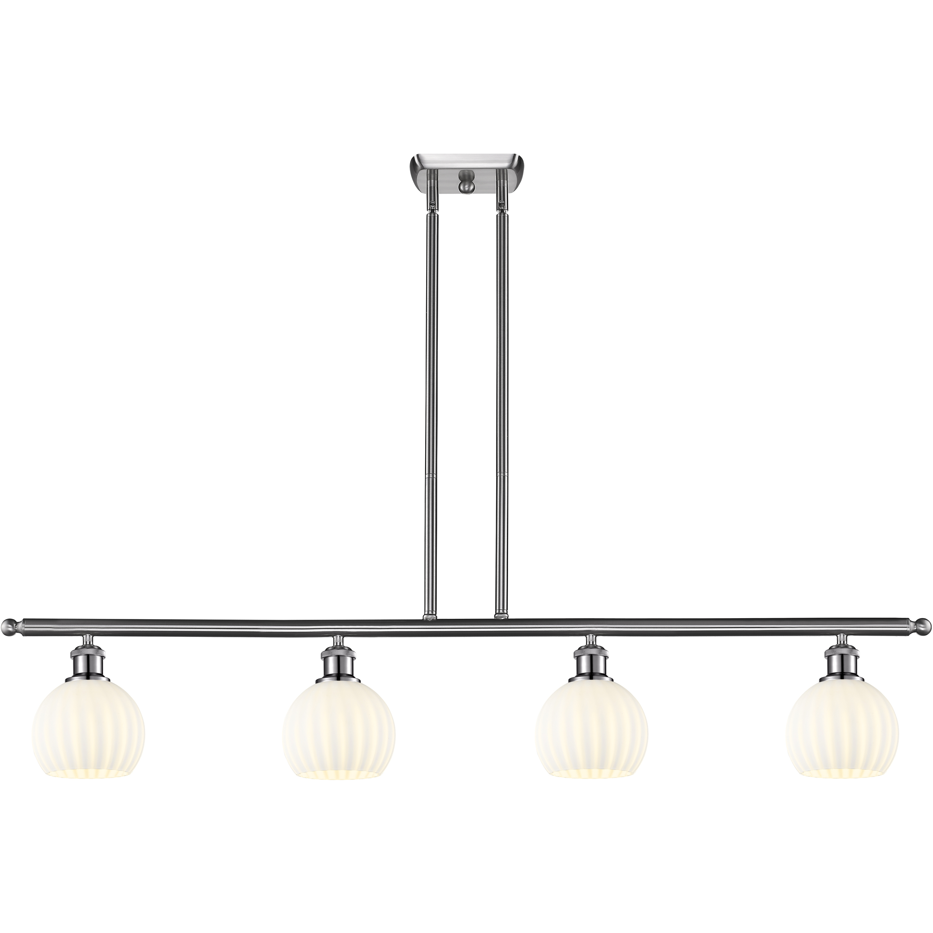 Ballston White Venetian 4 Light 48 inch Brushed Satin Nickel Stem Hung Island Light Ceiling Light