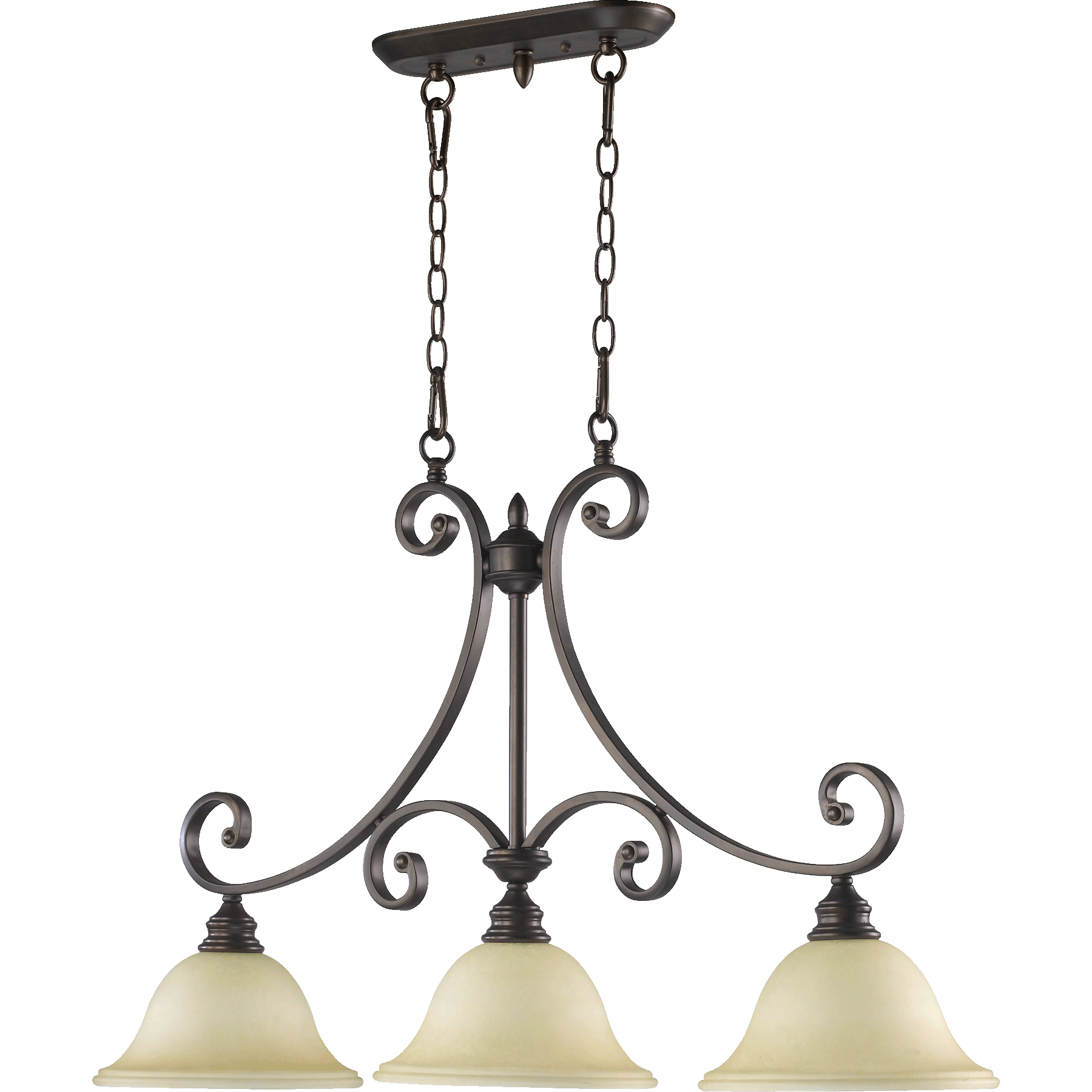 Bryant 3 Light 36 inch Oiled Bronze Island Light Ceiling Light in Amber Scavo