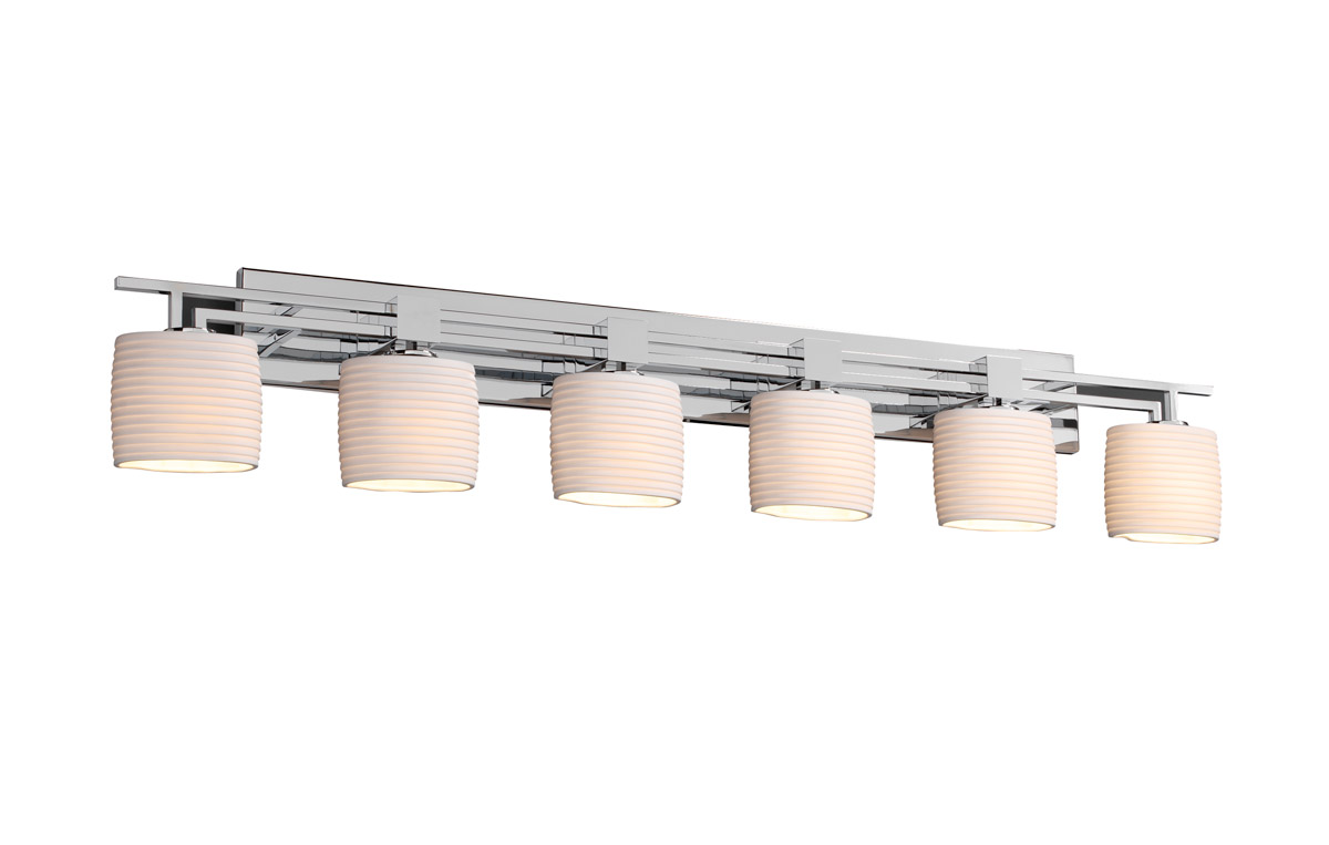 Limoges 6 Light 56 inch Polished Chrome Bath Vanity Light Wall Light in 4200 Lm LED, Waves, Oval