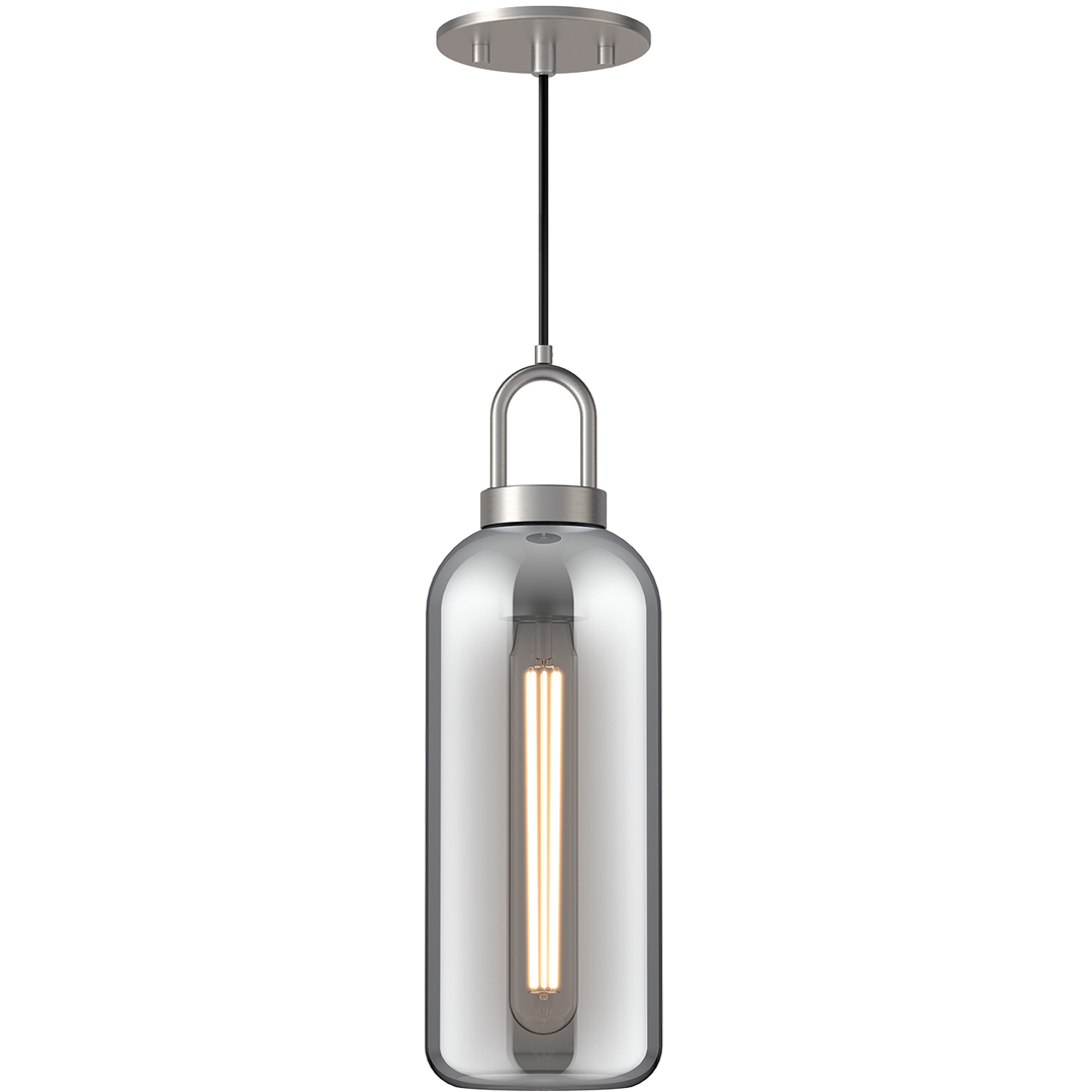 Alora Mood Soji 1 Light 5.13 inch Brushed Nickel Pendant Ceiling Light in Smoked Glass