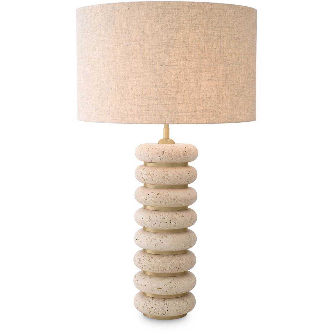Baron 33.46 inch 40 watt Travertine and Antique Brass Table Lamp Portable Light
