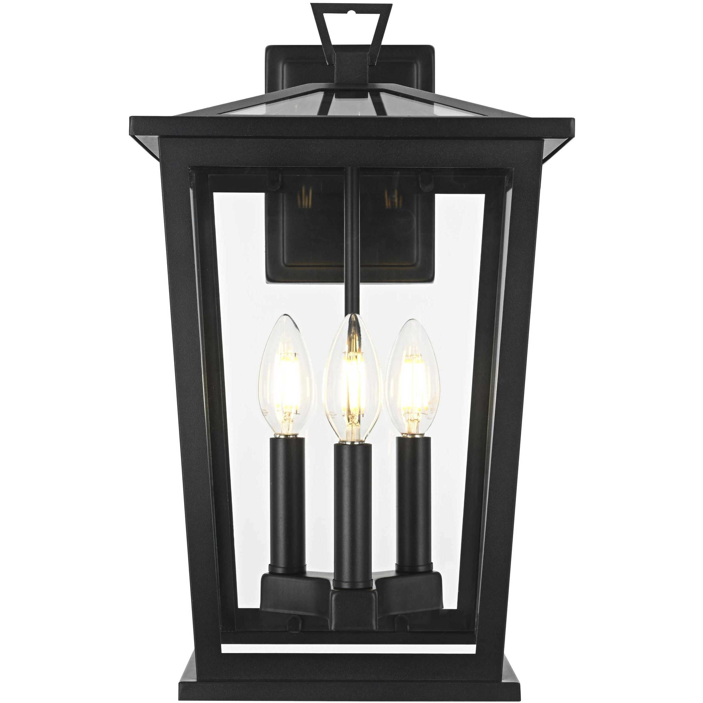 Cayman 3 Light 16 inch Black Outdoor Wall Sconce
