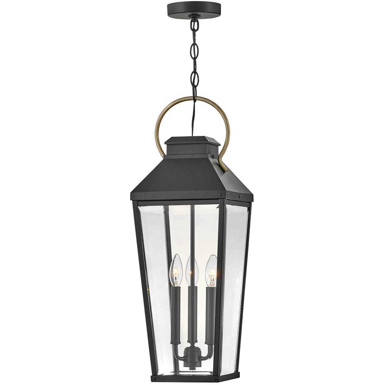 Dawson 9 inch Black with Burnished Bronze Outdoor Hanging Lantern