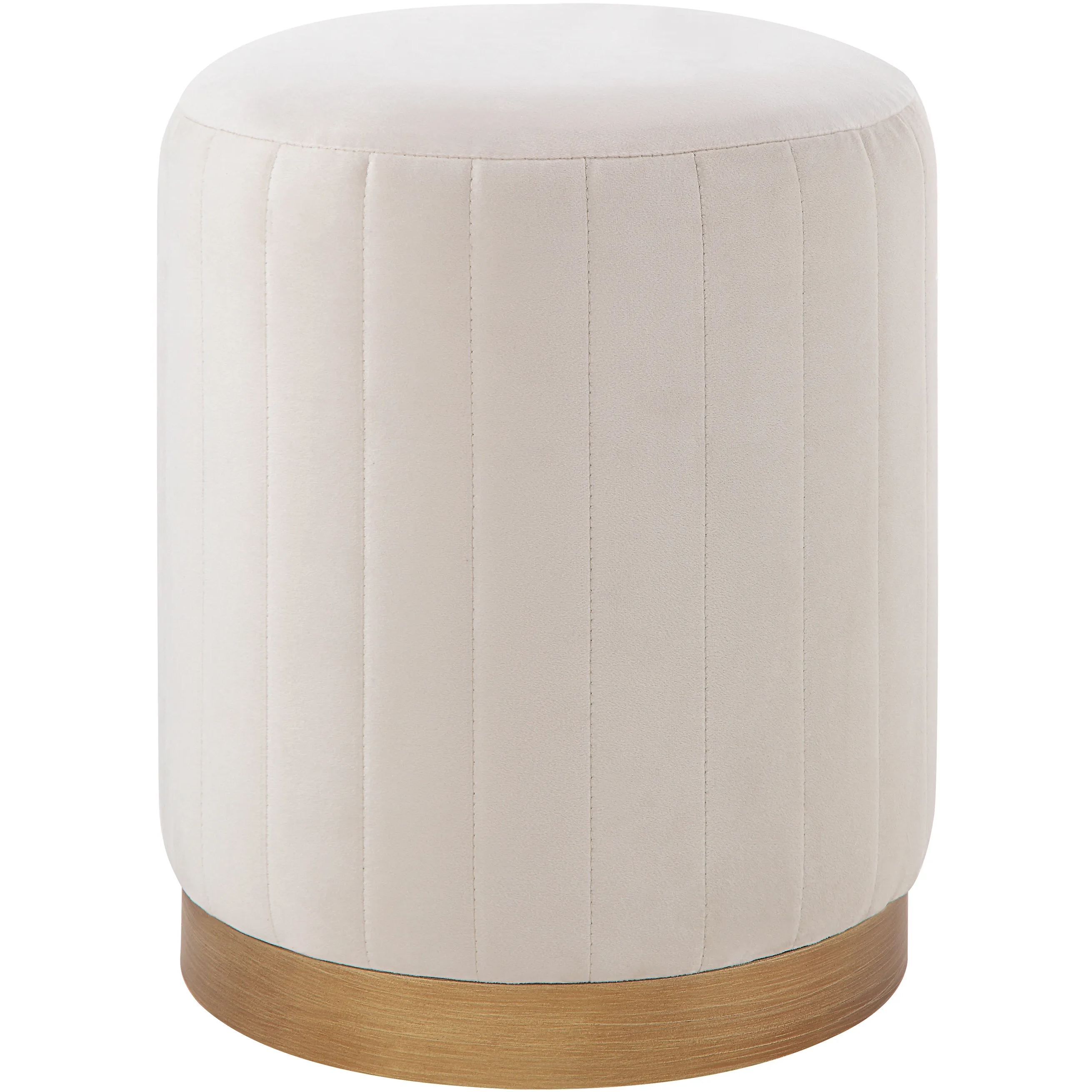 Baylor 18.11 inch Off-White and Antique Burnished Brass Ottoman