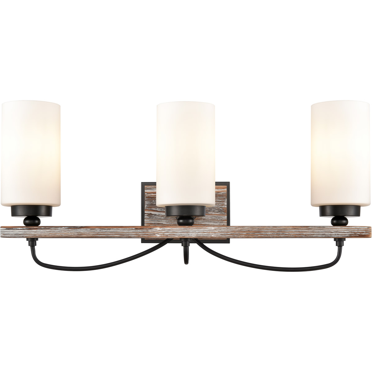 Paladin 3 Light 24 inch Matte Black Bath Vanity Light Wall Light in White Glass