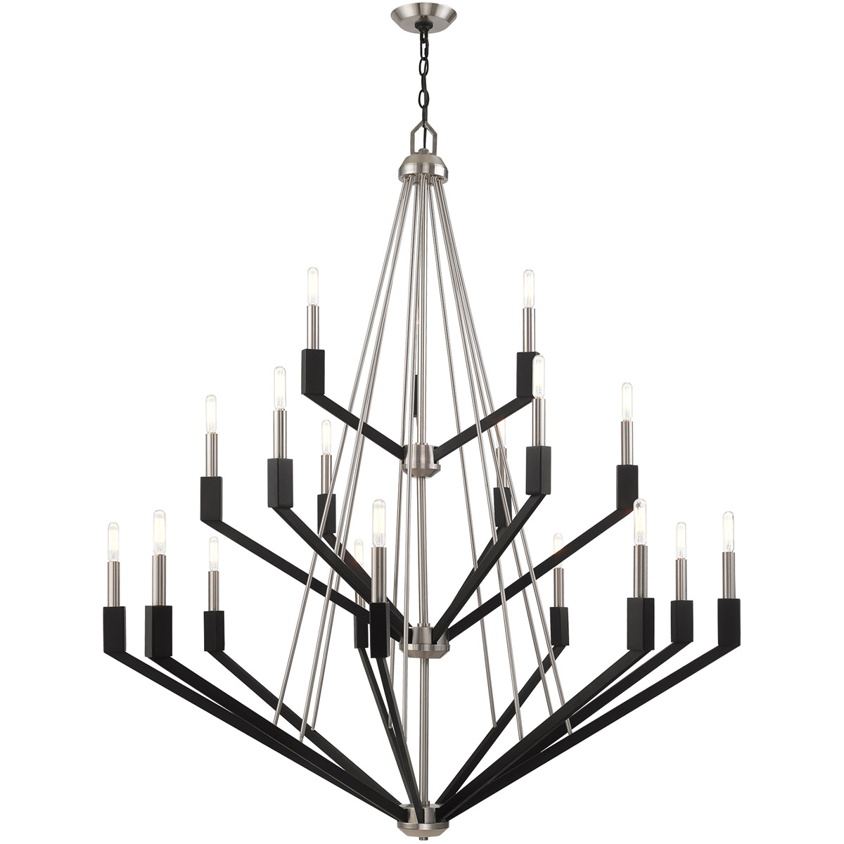 Beckett 18 Light 44 inch Brushed Nickel & Black Foyer Chandelier Ceiling Light