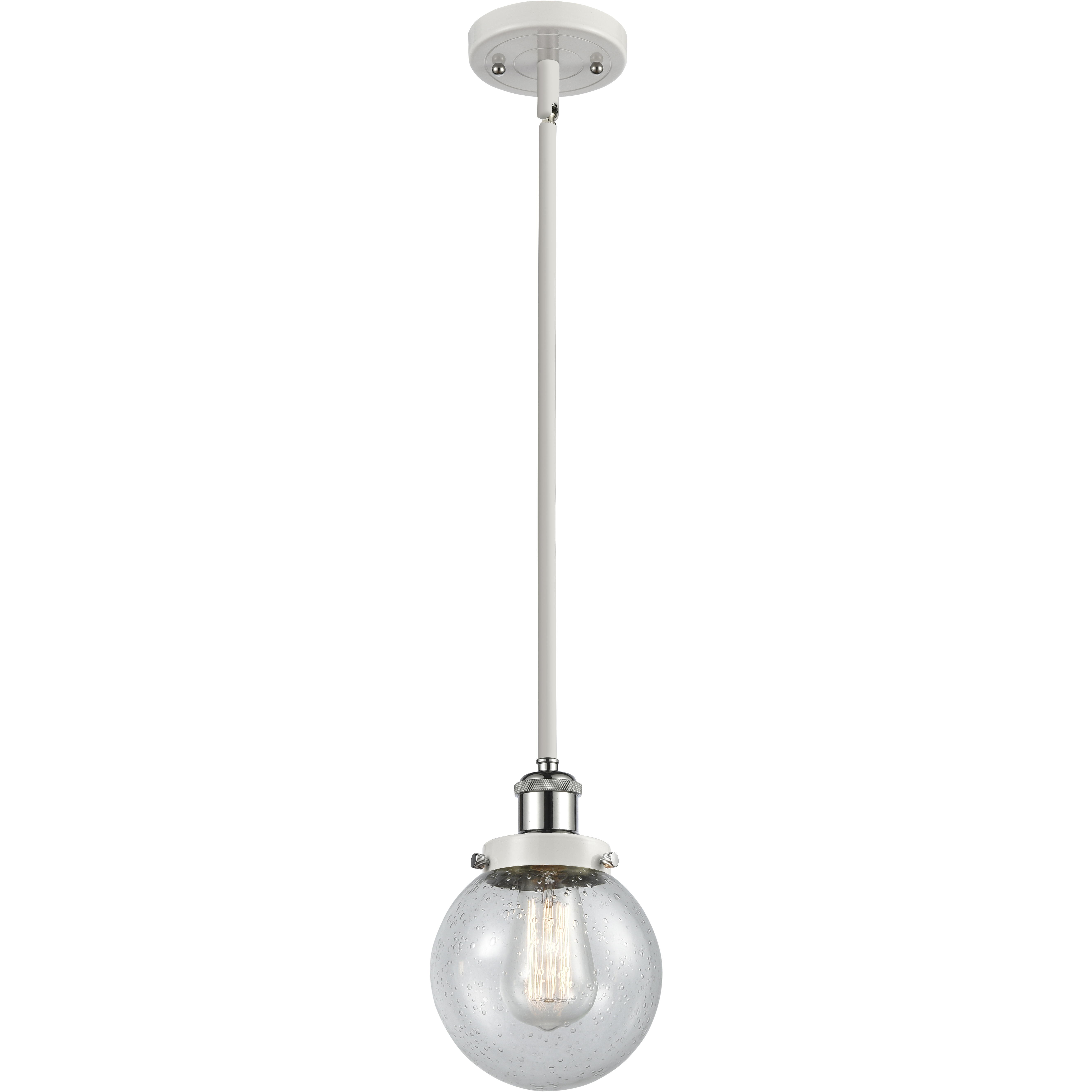 Ballston Beacon 1 Light 6 inch White and Polished Chrome Pendant Ceiling Light in Seedy Glass