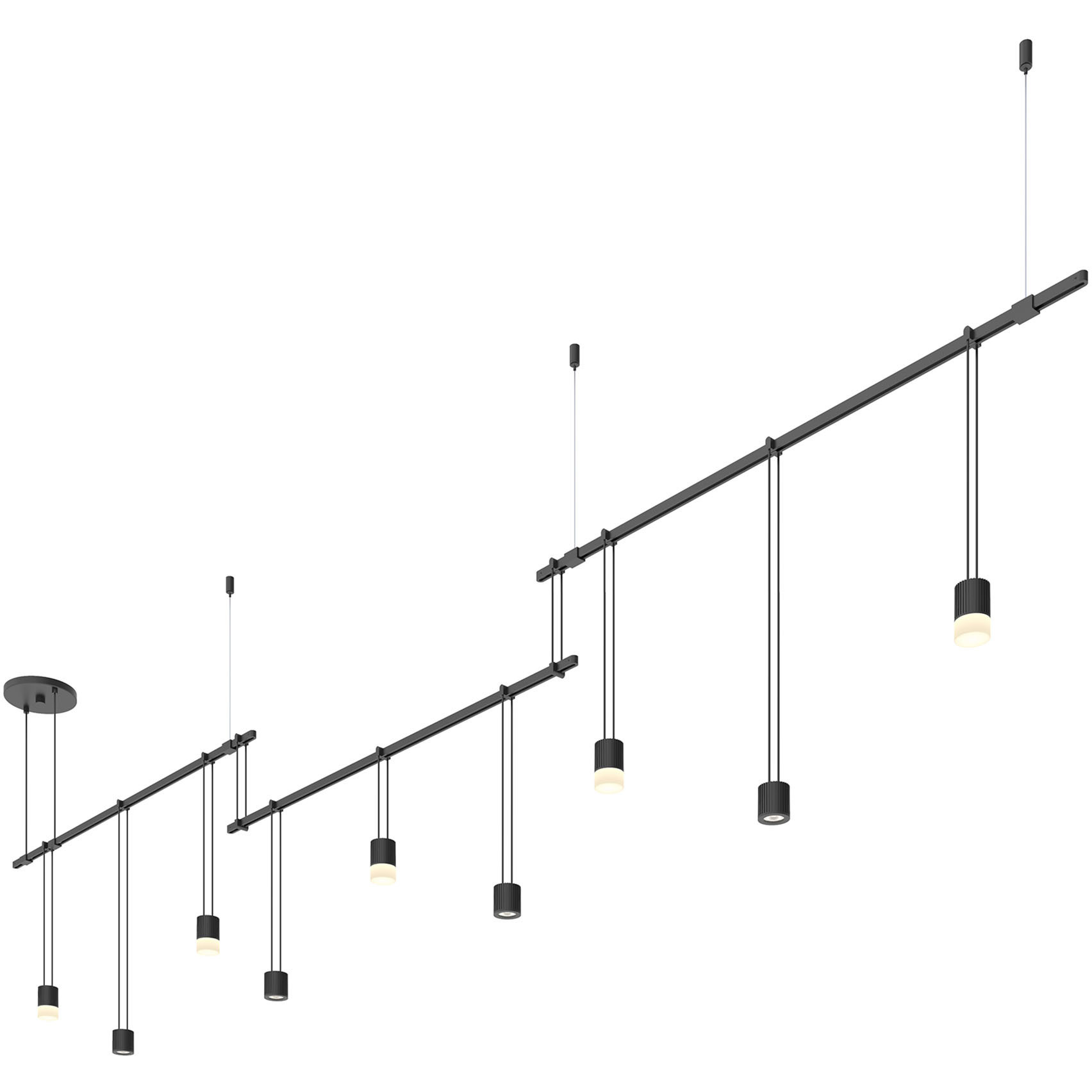 Suspenders LED 104 inch Satin Black Modular Pendant Composition Ceiling Light