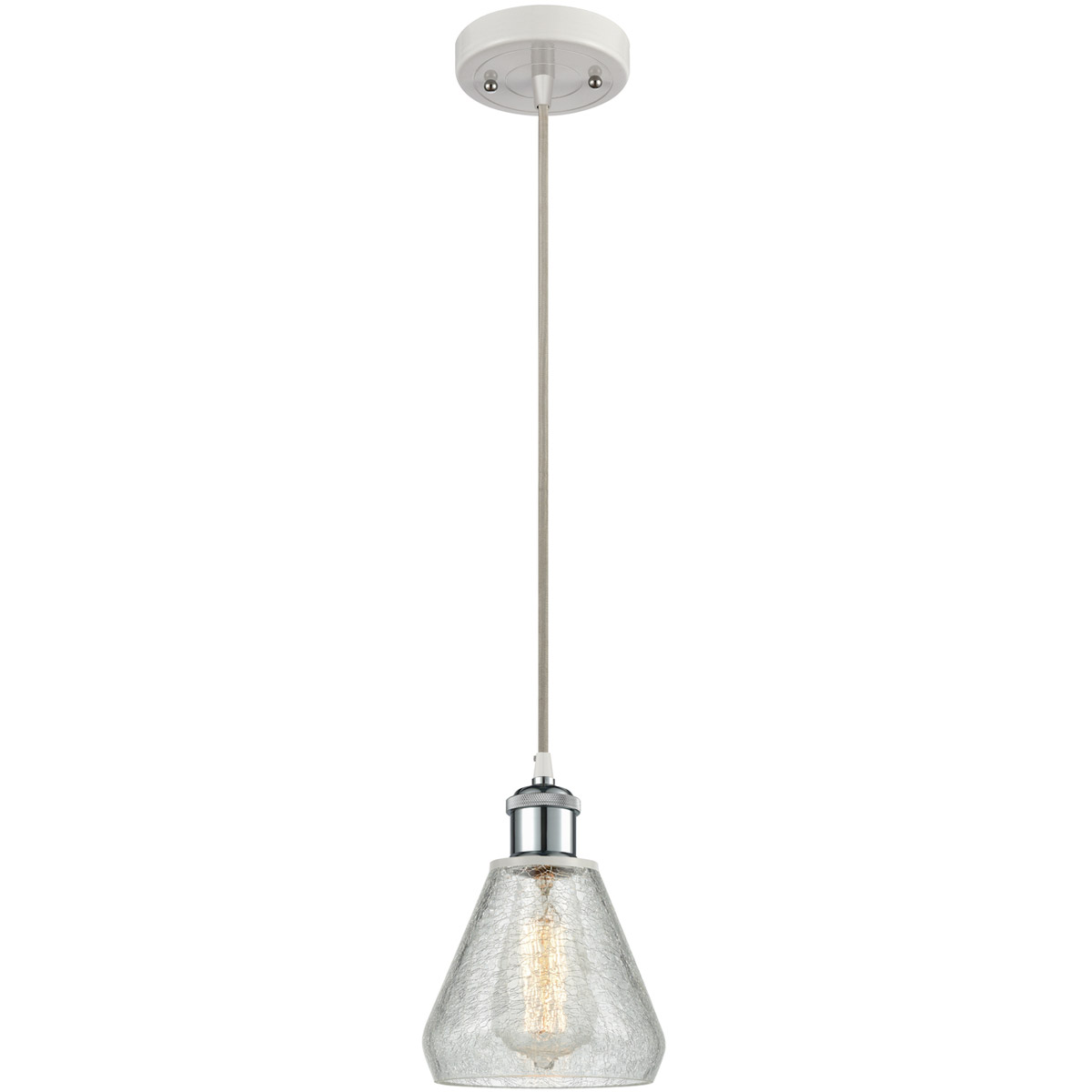 Ballston Conesus 1 Light 6 inch White and Polished Chrome Mini Pendant Ceiling Light, Ballston