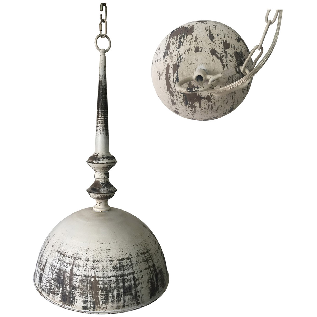 Large Dahlia 1 Light 16 inch Antique White and Black Iron Pendant Ceiling Light