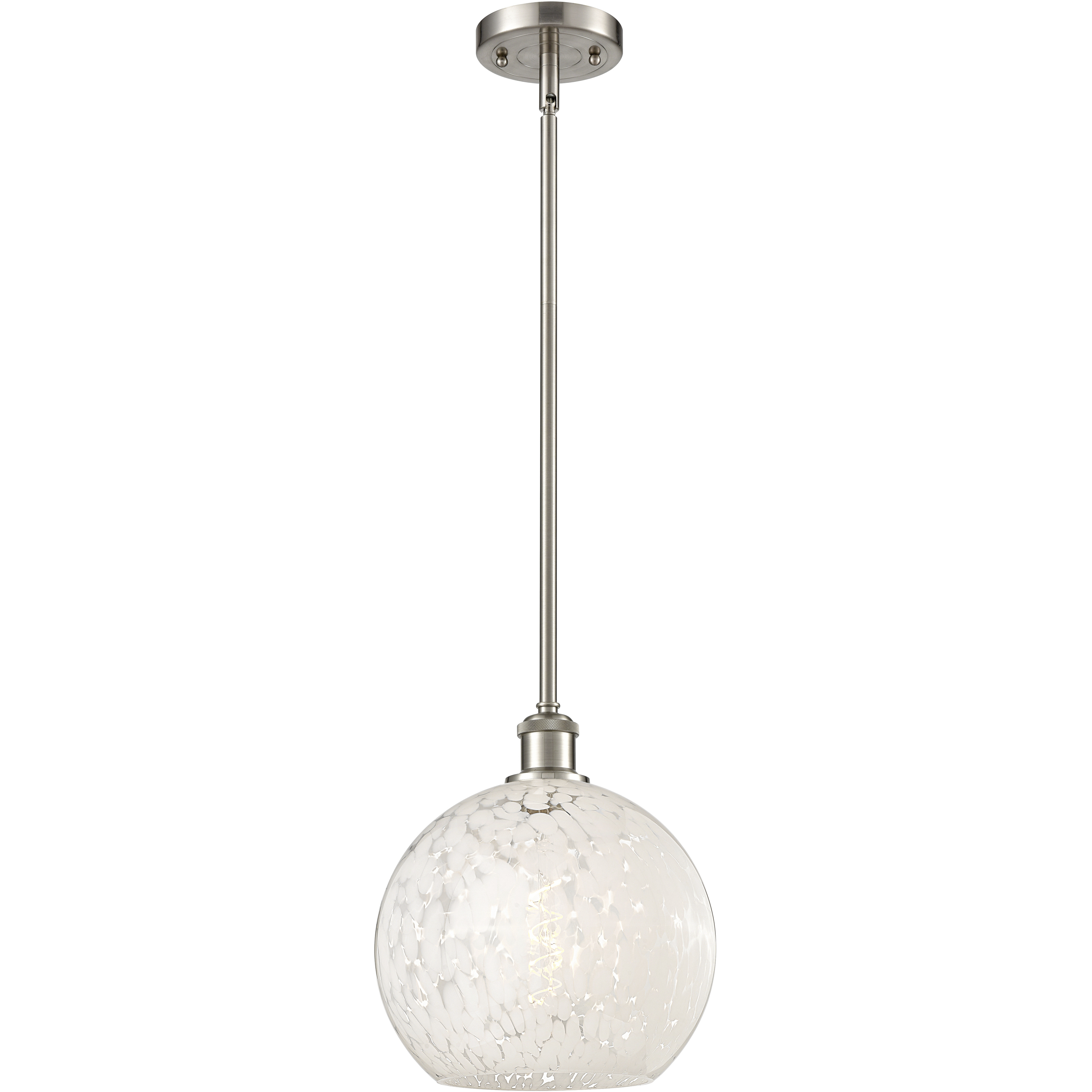 Ballston White Mouchette 1 Light 10 inch Brushed Satin Nickel Stem Hung Mini Pendant Ceiling Light