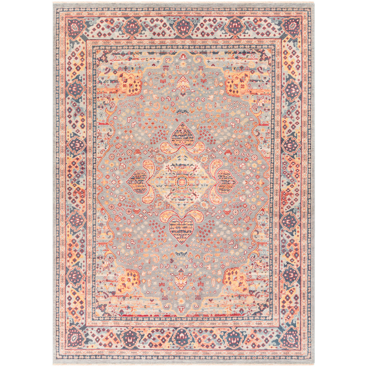 Cappadocia 132 X 96 inch Sage/Light Gray/Dark Red/Saffron/Burnt Orange Rugs, Rectangle