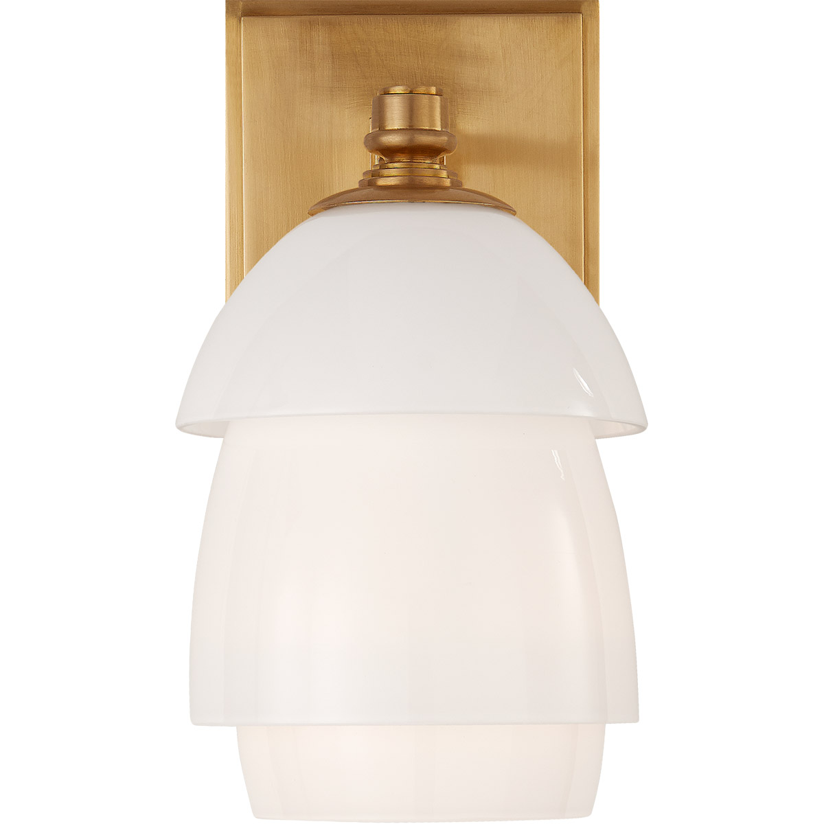 Thomas O'Brien Whitman 1 Light 4.75 inch Hand-Rubbed Antique Brass Bath Sconce Wall Light in White Glass, Small