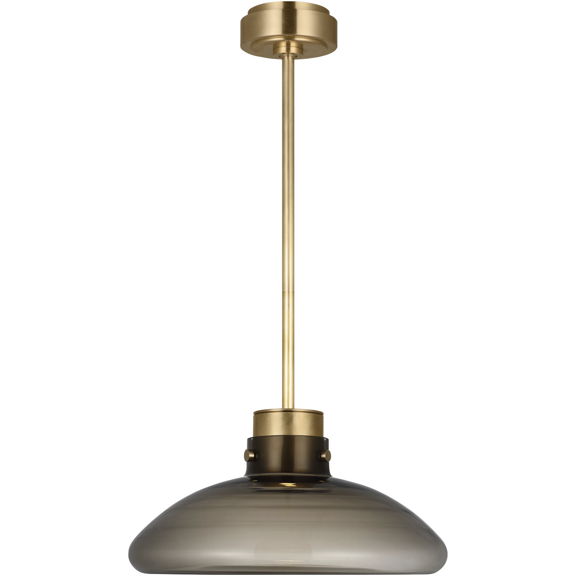 Avroko Morgan LED 16 inch Hand-Rubbed Antique Brass with Smoke Glass Pendant Ceiling Light