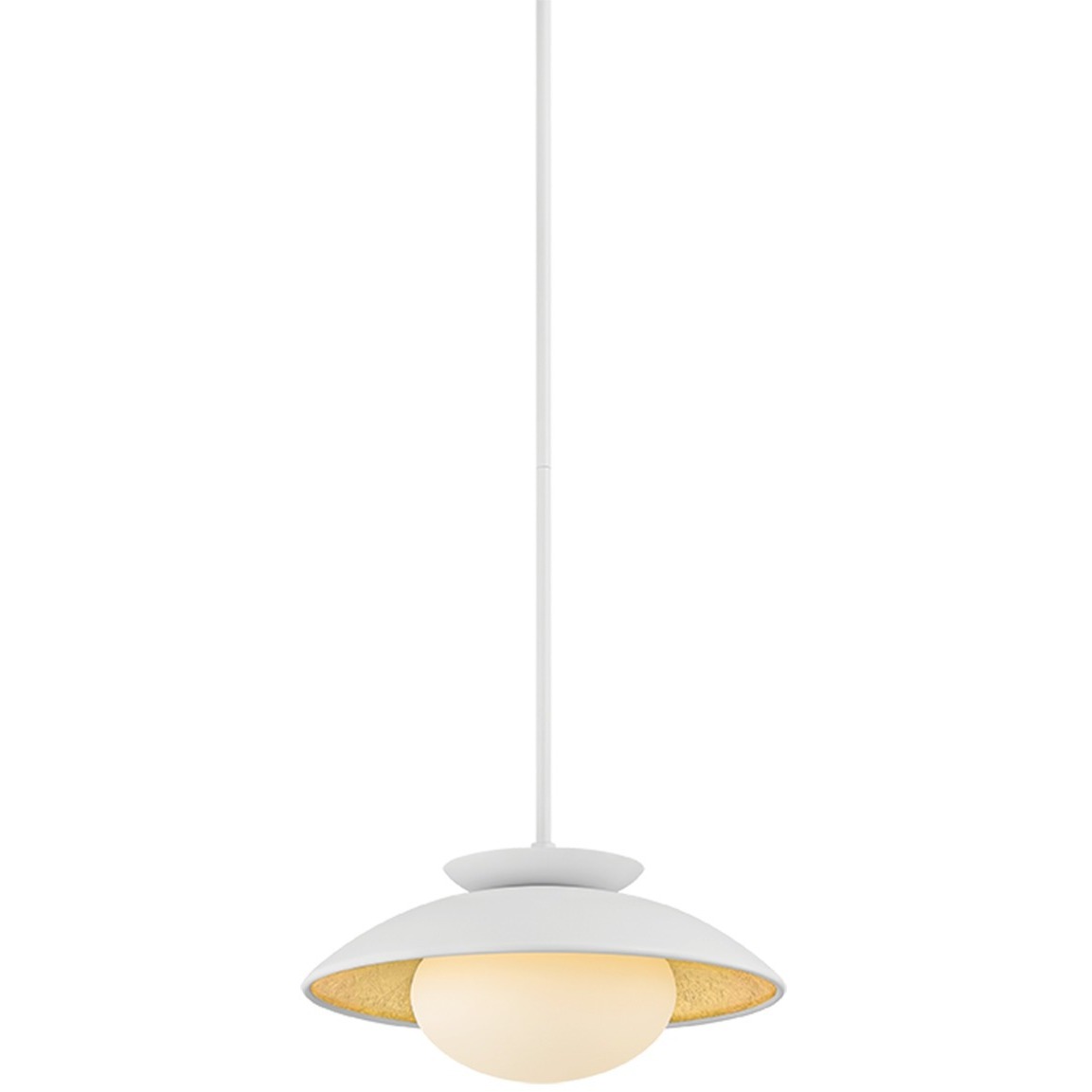 Cadence 1 Light 14.25 inch White and Gold Leaf Pendant Ceiling Light