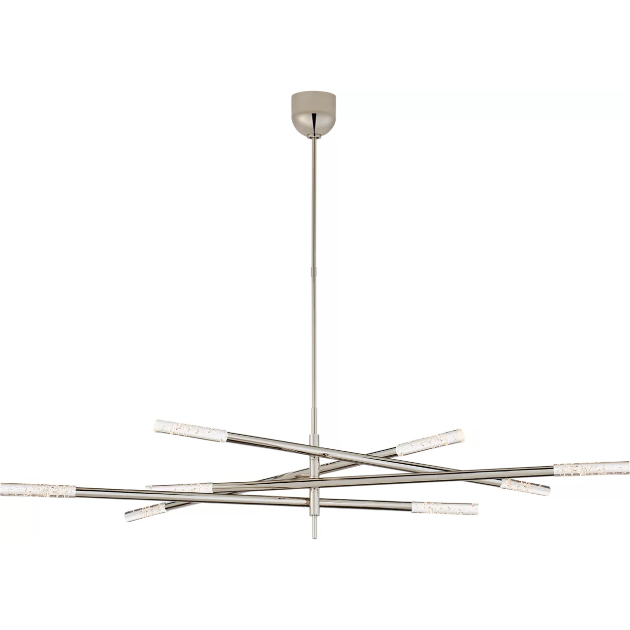 Kelly Wearstler Rousseau LED 65 inch Polished Nickel Articulating Chandelier Ceiling Light in Seeded Glass, Grande