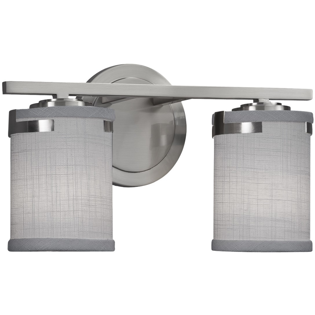 Textile 2 Light 13.75 inch Brushed Nickel Bath Vanity Light Wall Light, Atlas Family, Choices