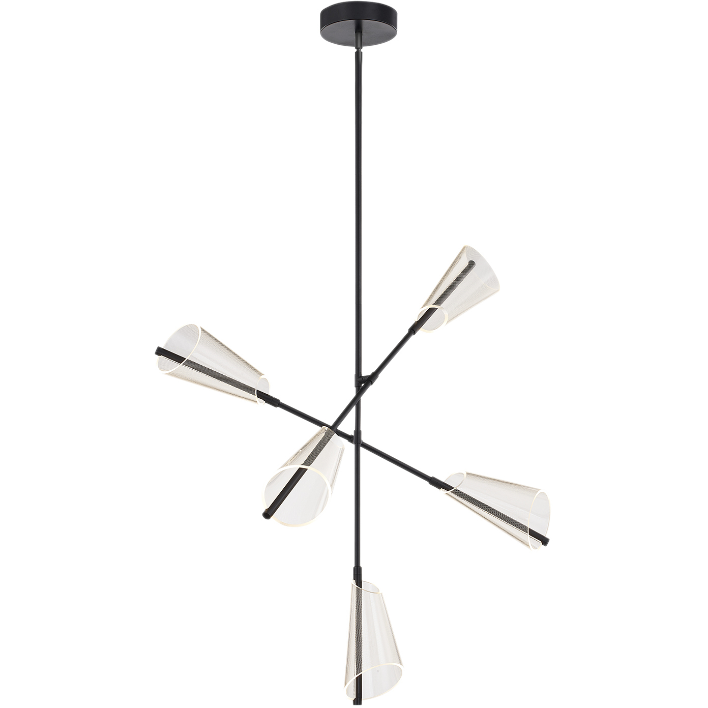 Mulberry LED 37 inch Black and Light Guide Chandelier Ceiling Light