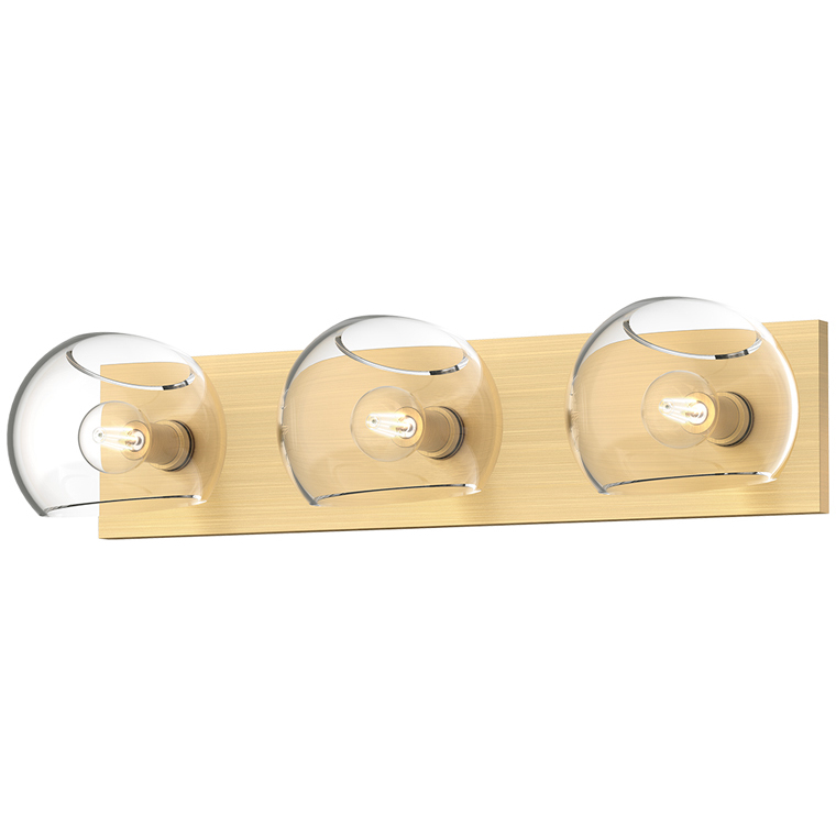 Alora Mood Willow 3 Light 22.63 inch Brushed Gold Vanity Light Wall Light in Clear Glass