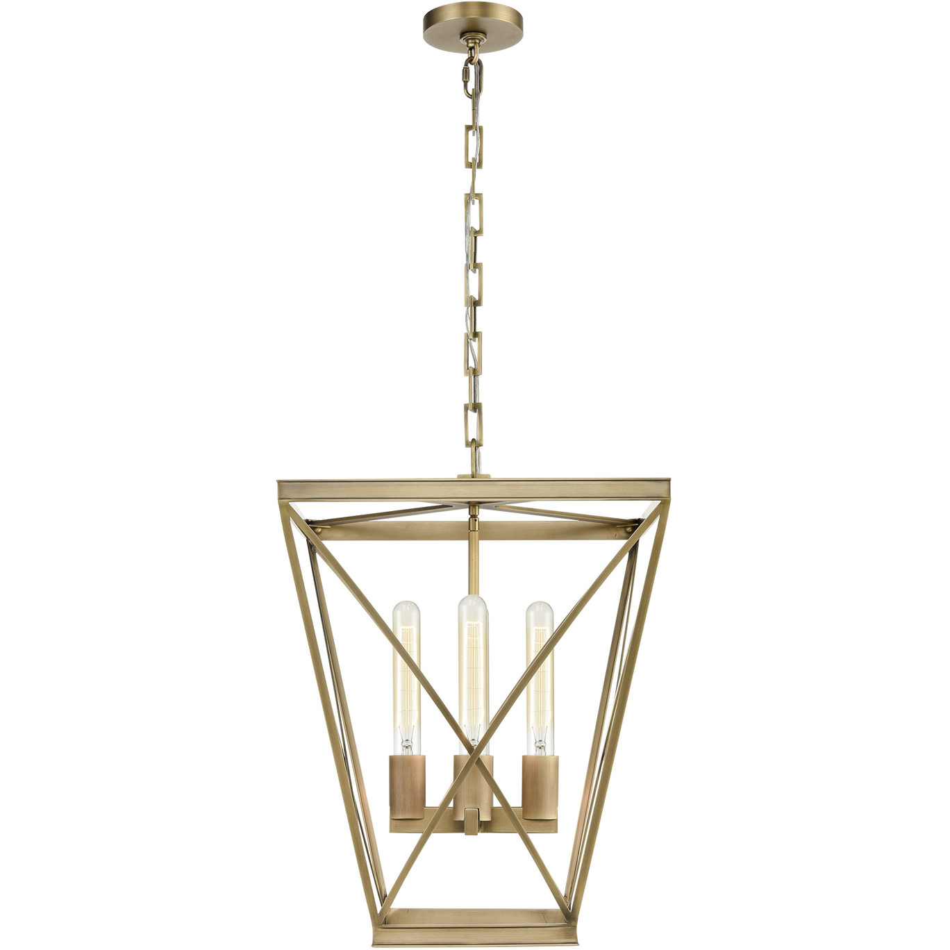 Lattice 4 Light 16.5 inch Vintage Brass Pendant Ceiling Light