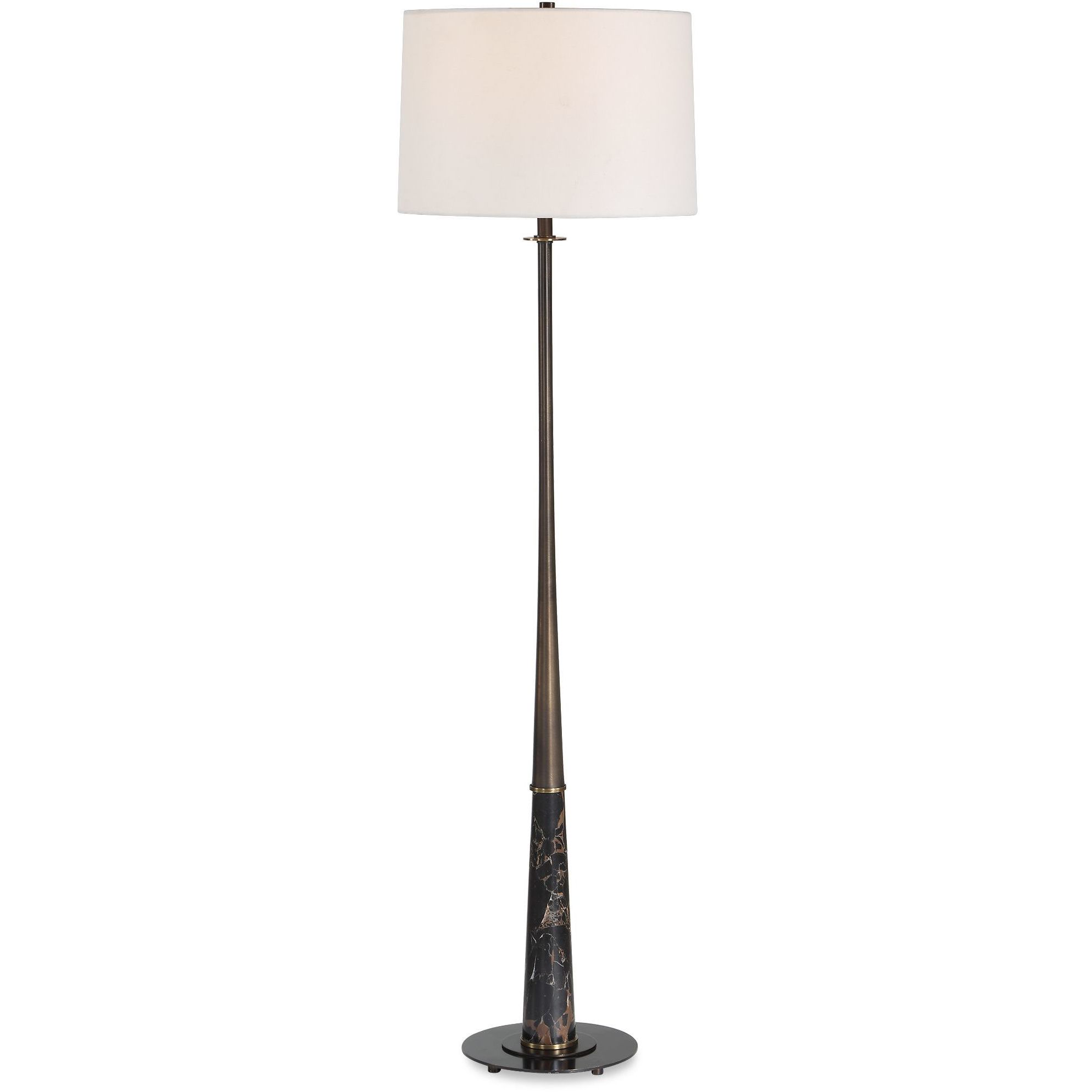Tallarico 61 inch 150 watt Dark Bronze and Black Marble and Antique Brass Floor Lamp Portable Light