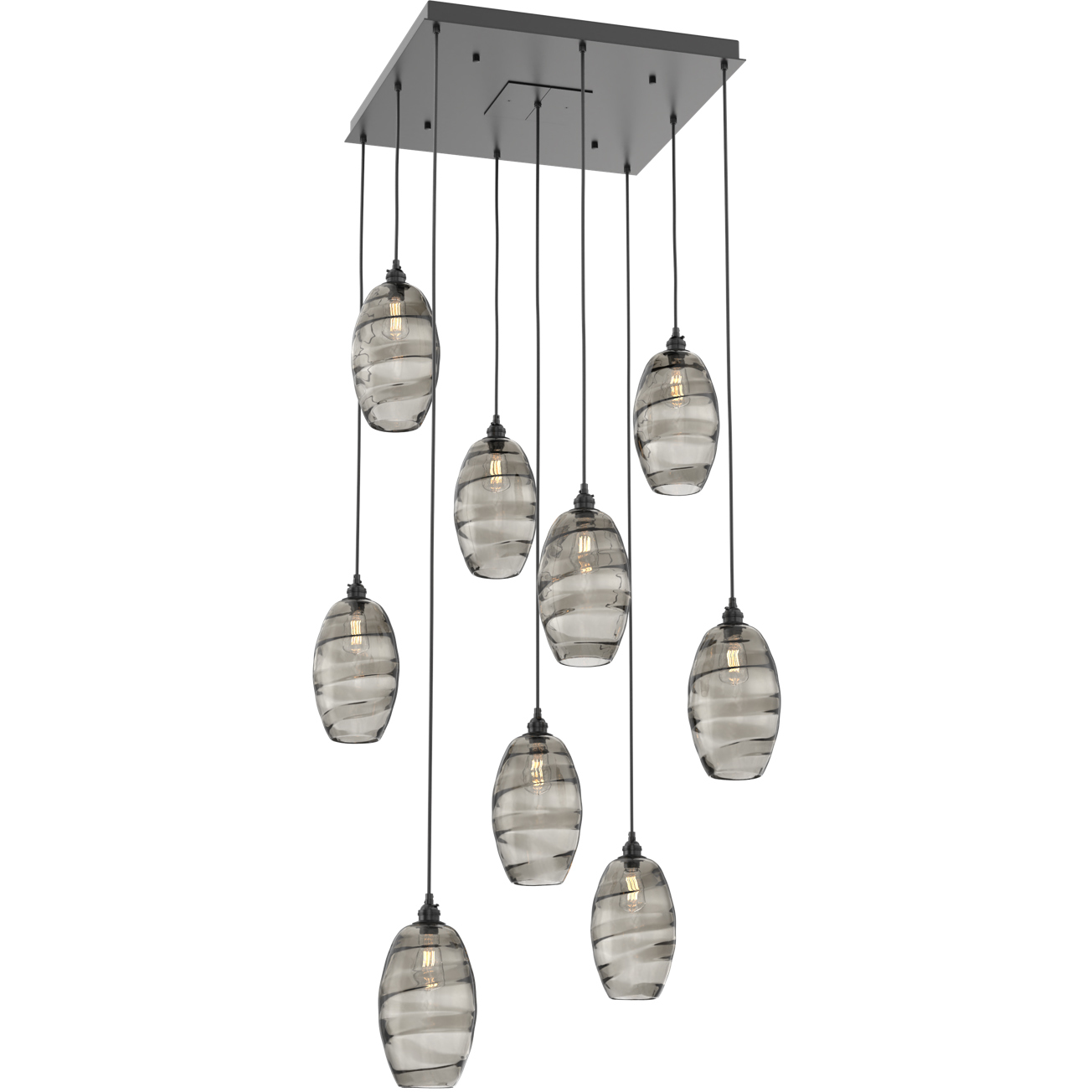 Ellisse 9 Light Matte Black Chandelier Ceiling Light, Square Multi-Port