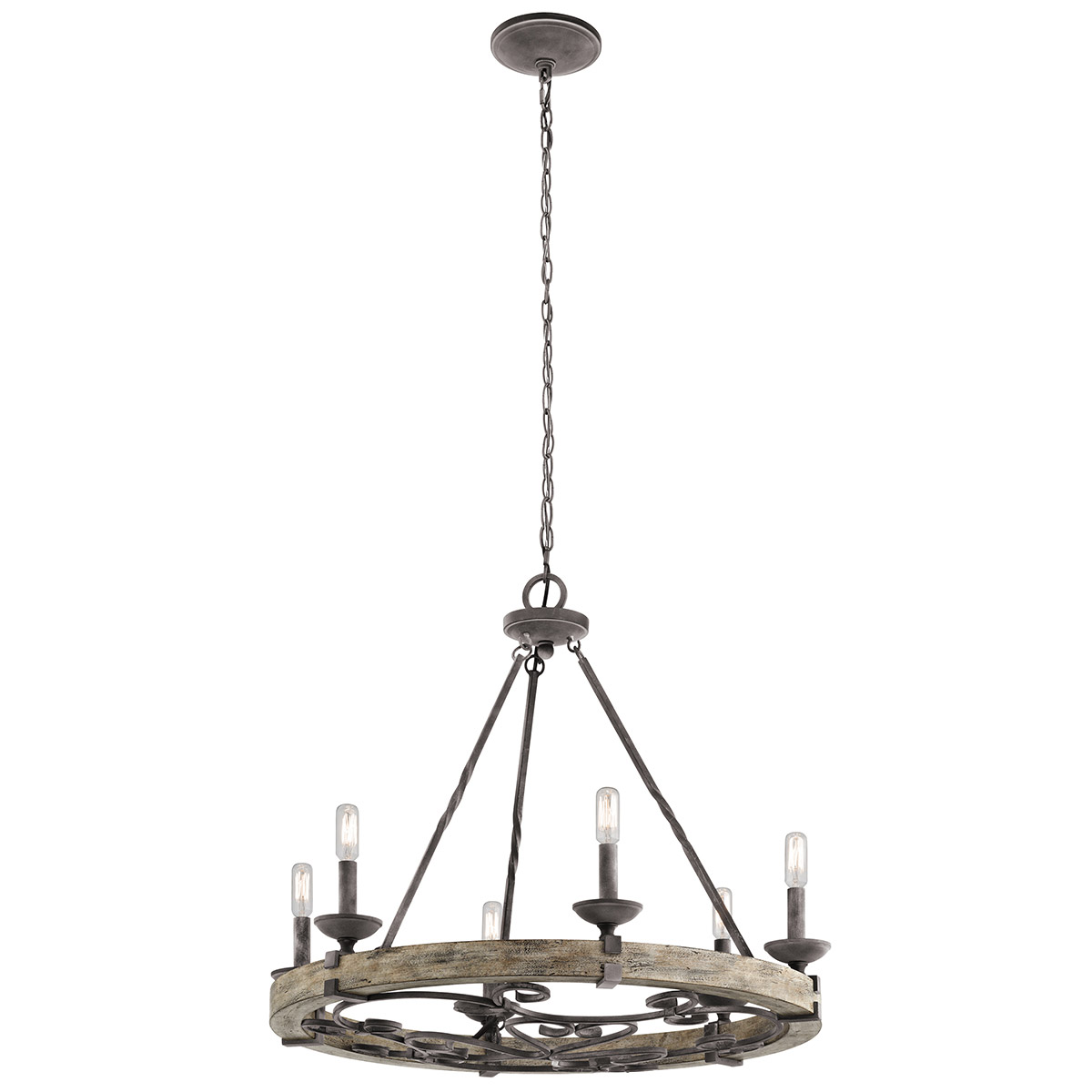 Taulbee 6 Light 28.5 inch Weathered Zinc Chandelier Round Pendant Ceiling Light