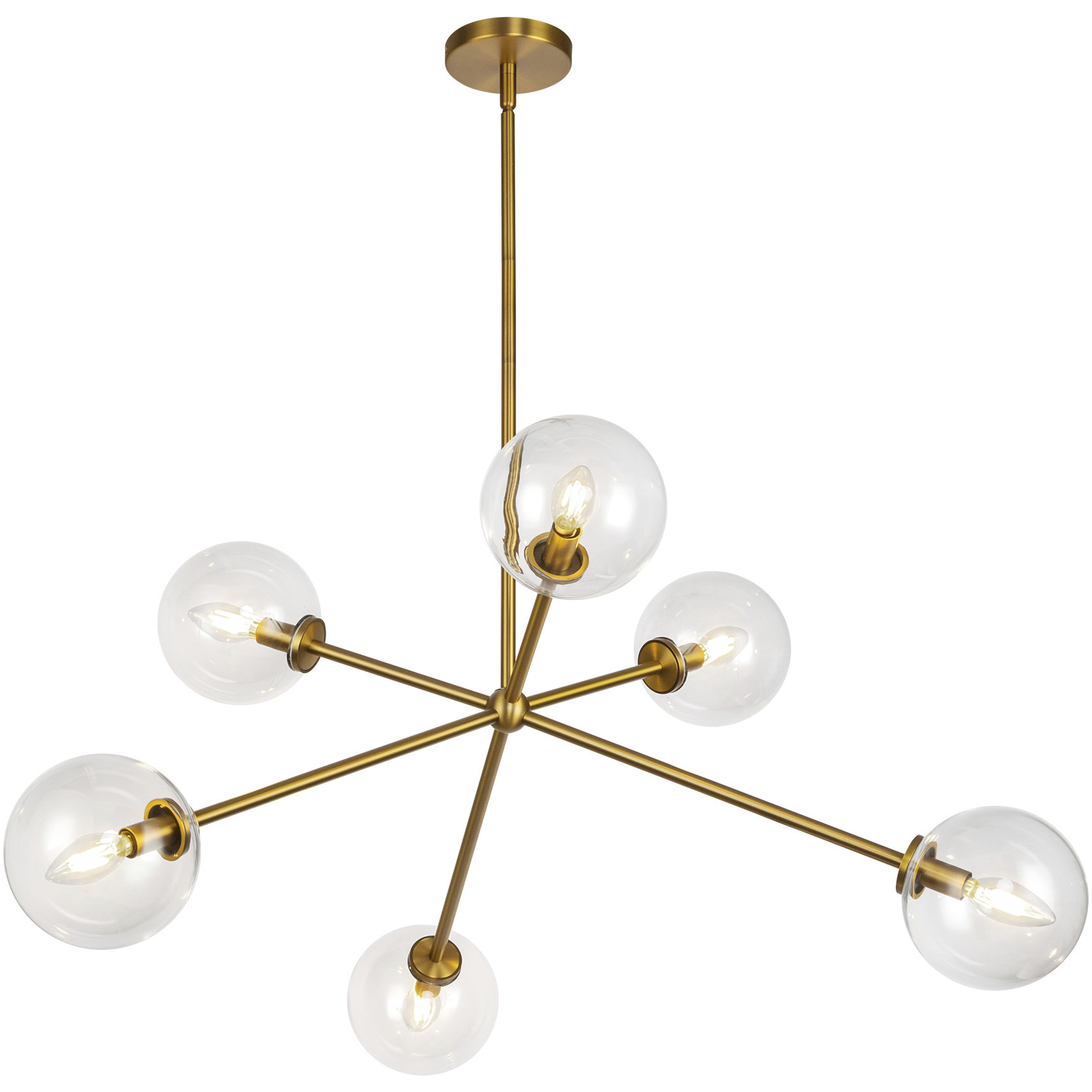 Alora Mood Cassia 6 Light 39.5 inch Aged Gold Chandelier Ceiling Light in Clear Glass