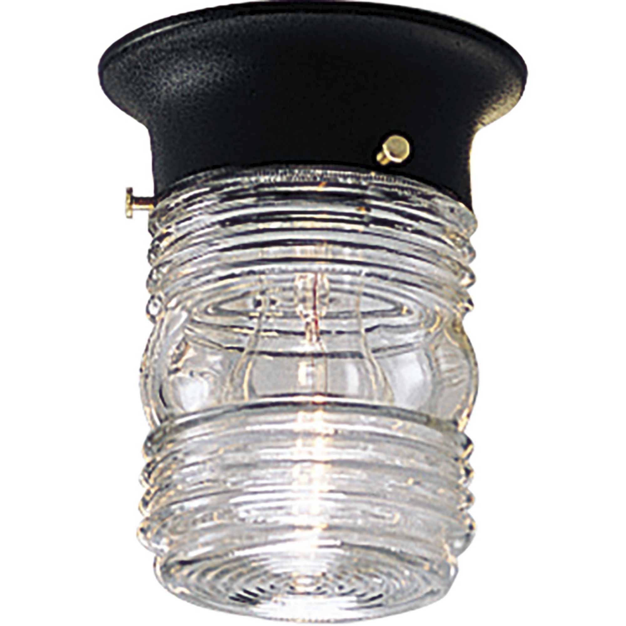 Utility Lantern 1 Light 4.88 inch Textured Black Outdoor Flush Mount