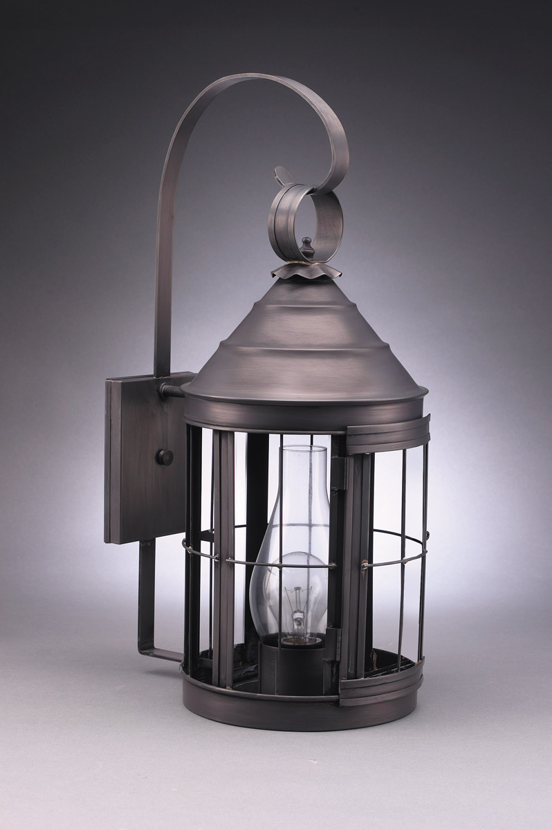 Heal 1 Light 20.5 inch Dark Brass Outdoor Wall Light in No Scroll, Clear Seedy Glass, One 75W Medium with Chimney