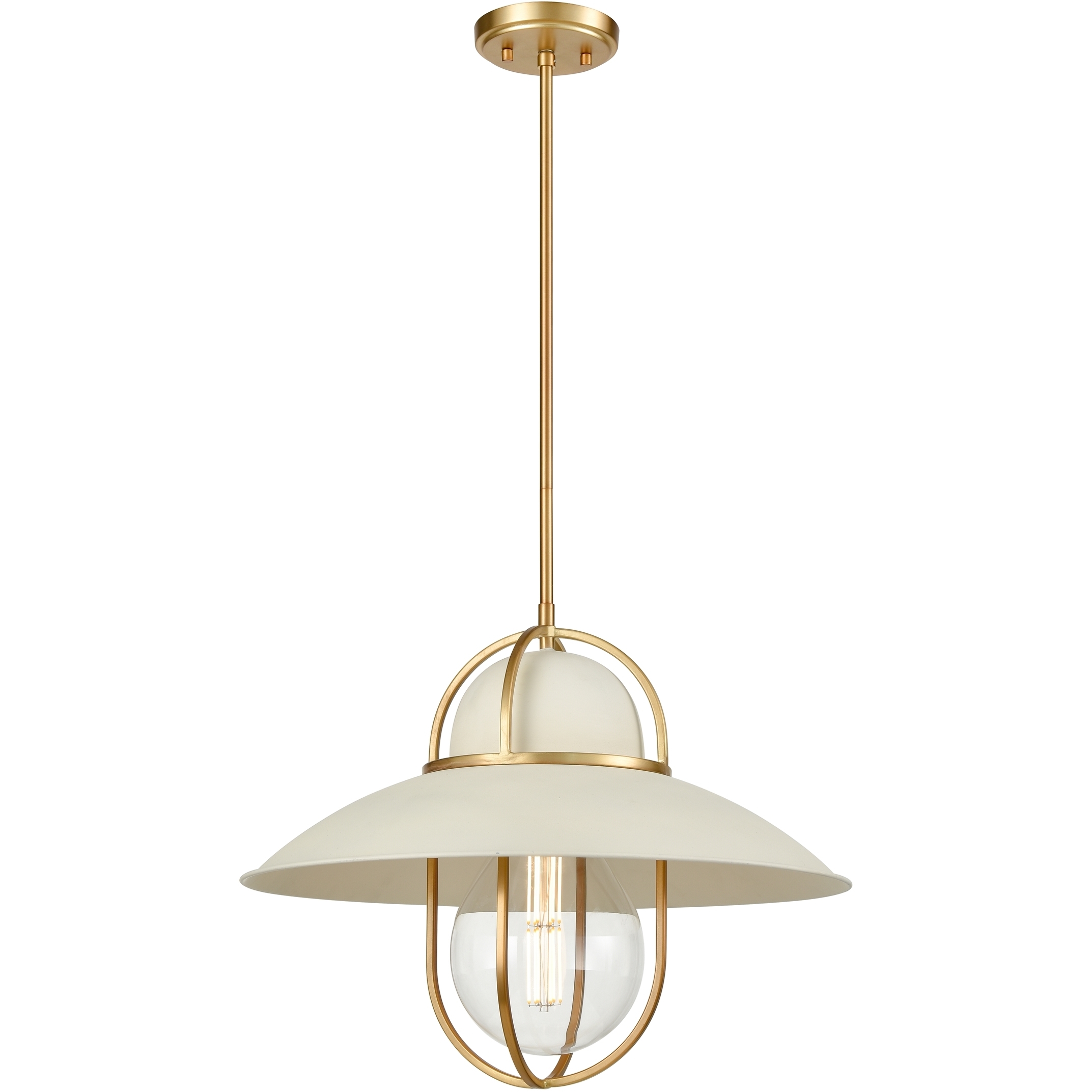 Peggy's Cove 1 Light Matte White and Venetian Brass Pendant Ceiling Light