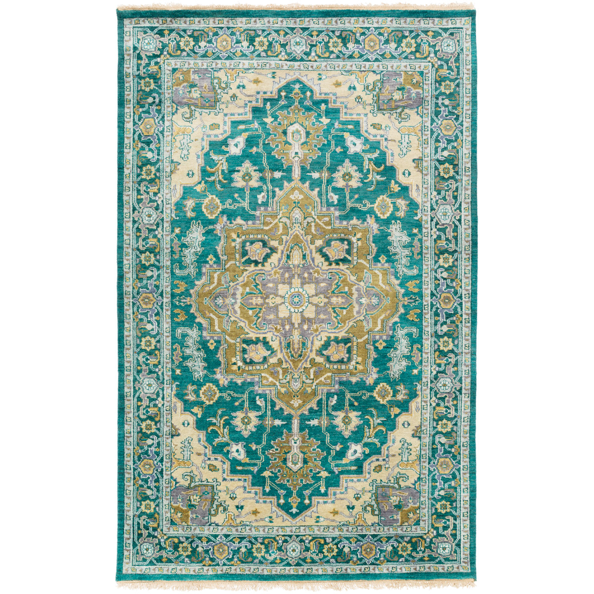 Zeus 102 X 66 inch Emerald/Olive/Khaki/Teal/Aqua/Dark Blue Rugs, Wool