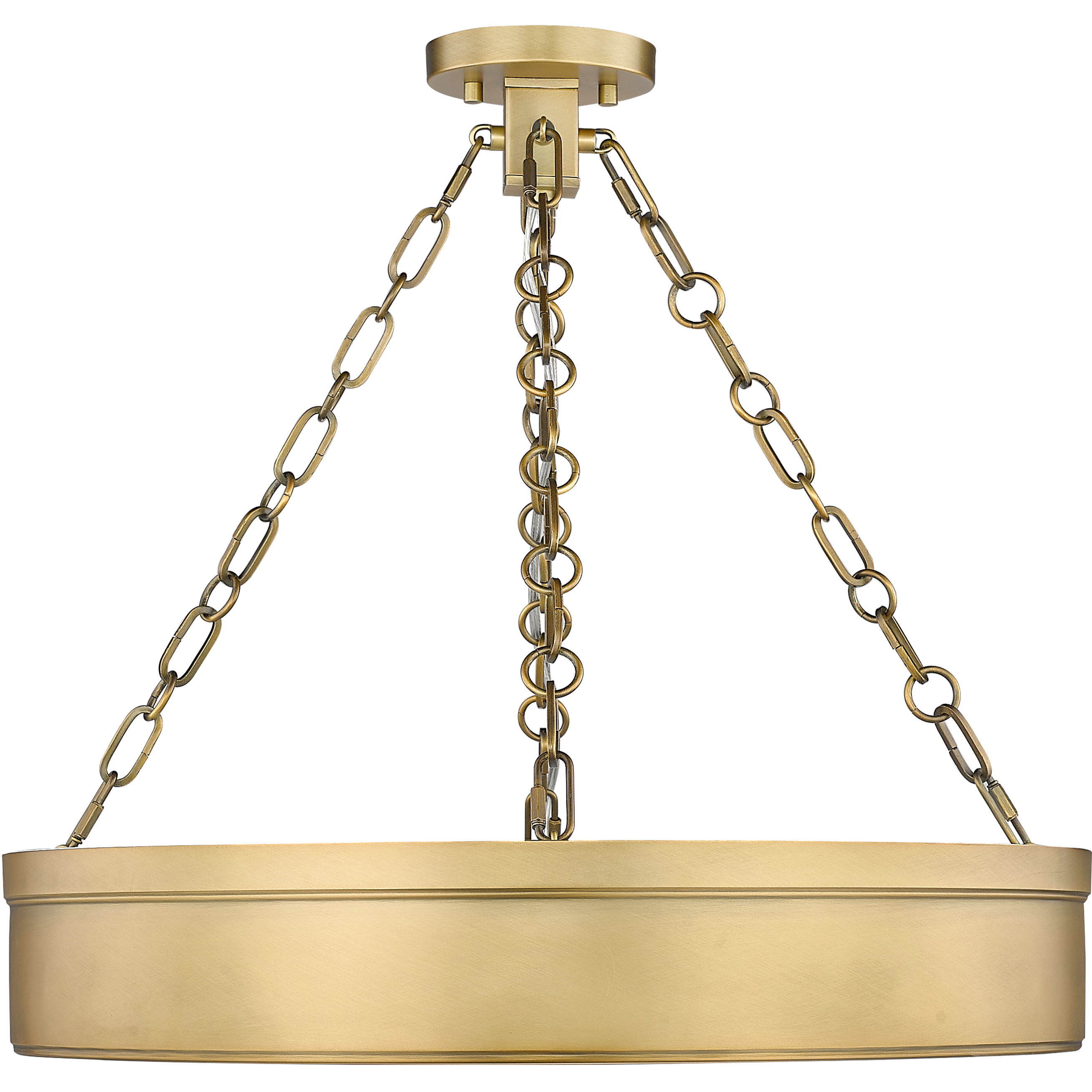 Anders LED 22 inch Rubbed Brass Semi Flush Mount Ceiling Light