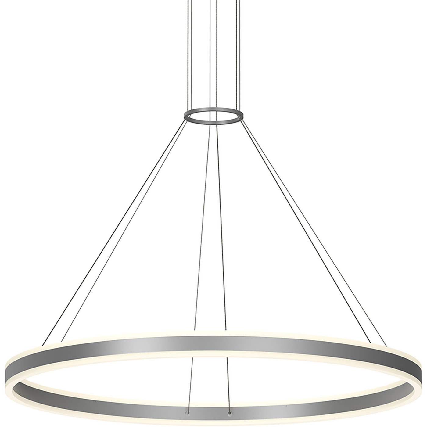 Double Corona LED 47.25 inch Bright Satin Aluminum Pendant Ceiling Light in Standard Suspension