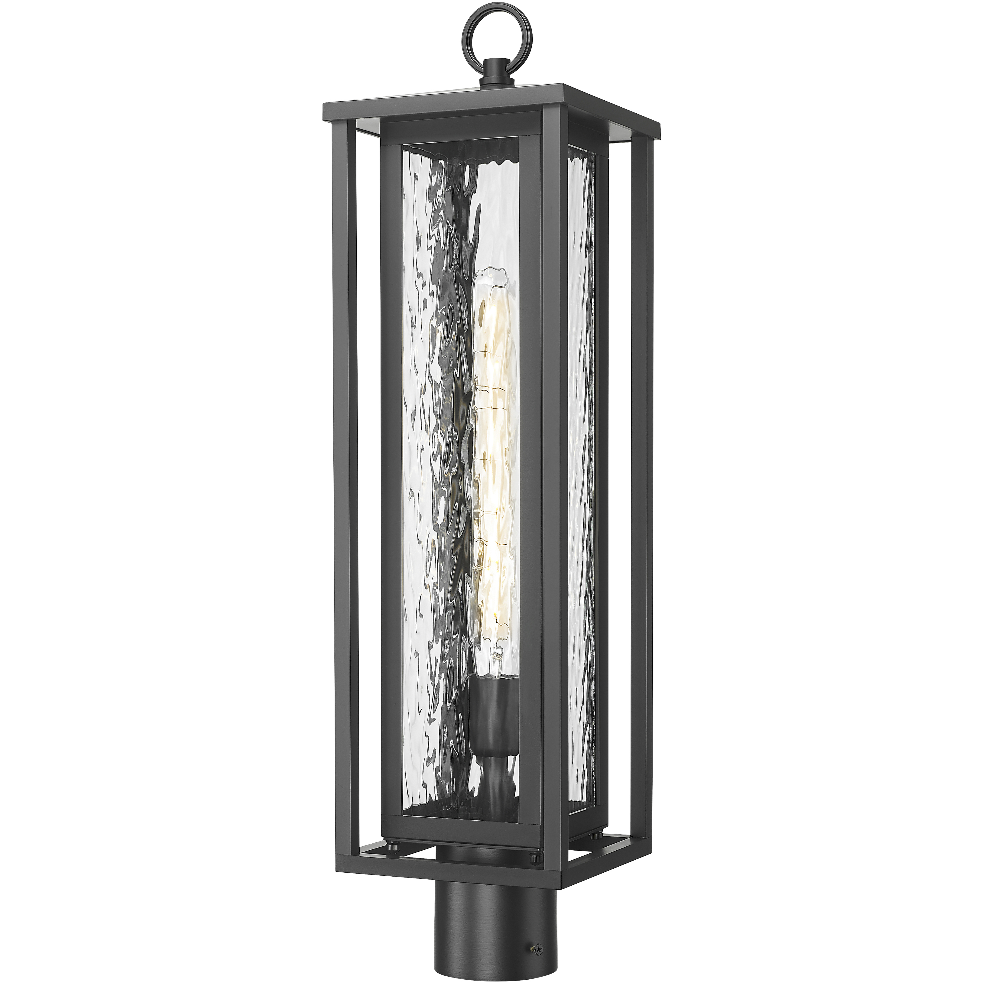 Ashland 1 Light 25.38 inch Matte Black Outdoor Post Lantern in Waterglass
