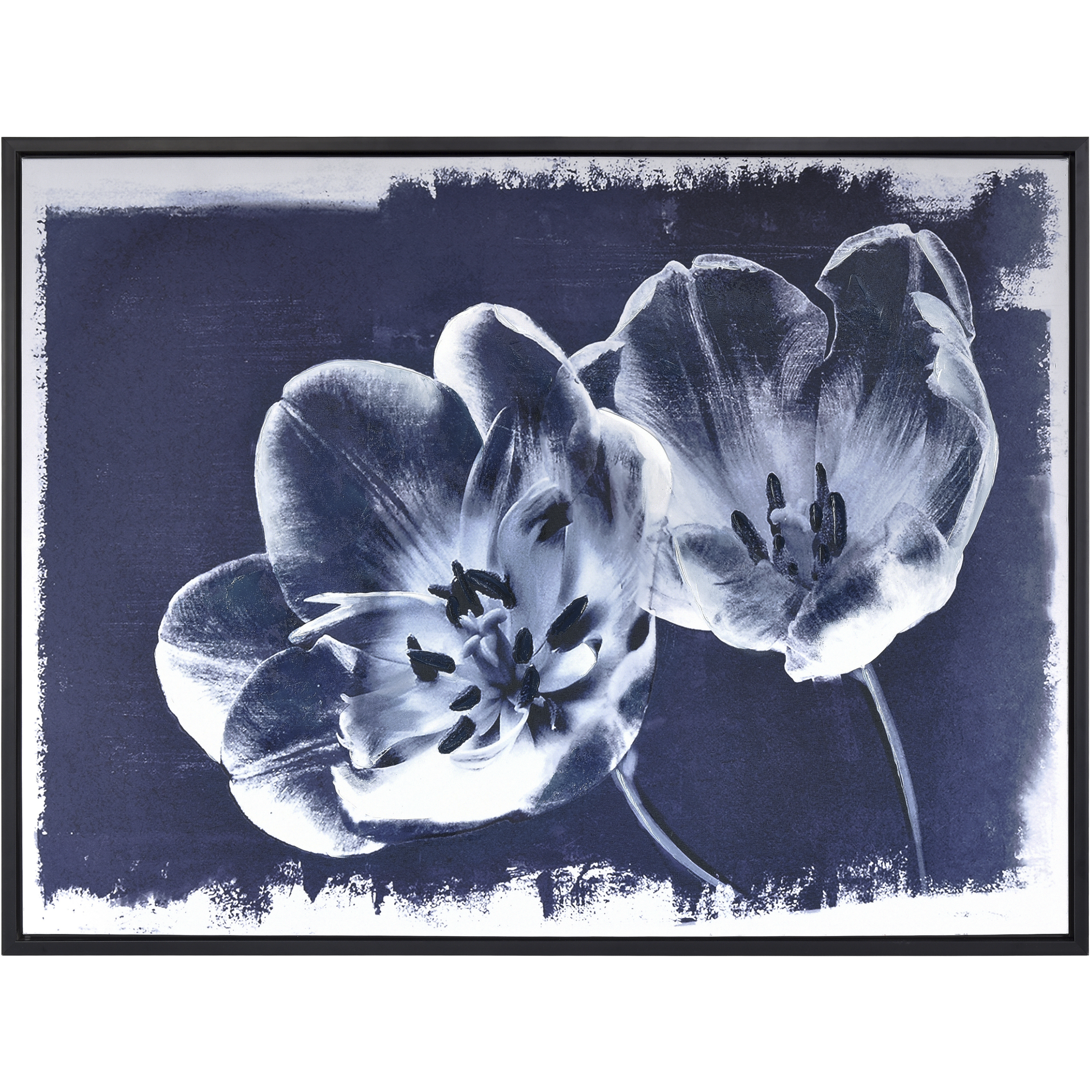 Meru Navy with White and Black Framed Wall Art