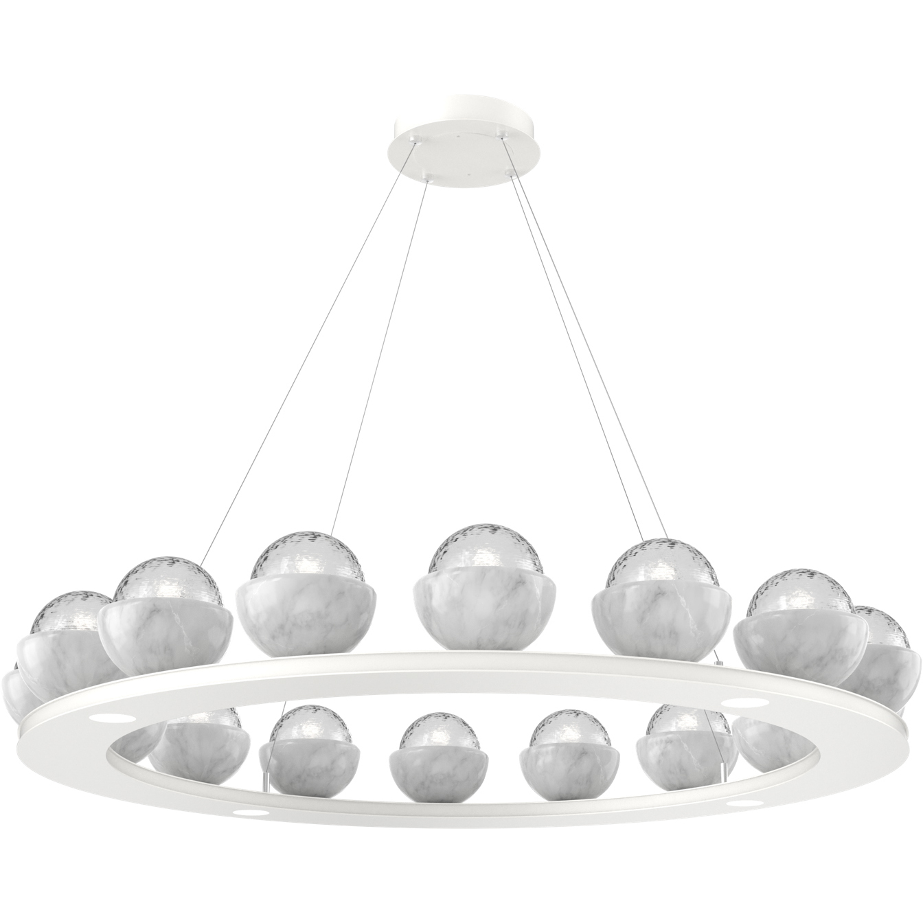 Cabochon LED 46.8 inch Salt White with White Marble Chandelier Ceiling Light in 3000K LED, Clear, Large