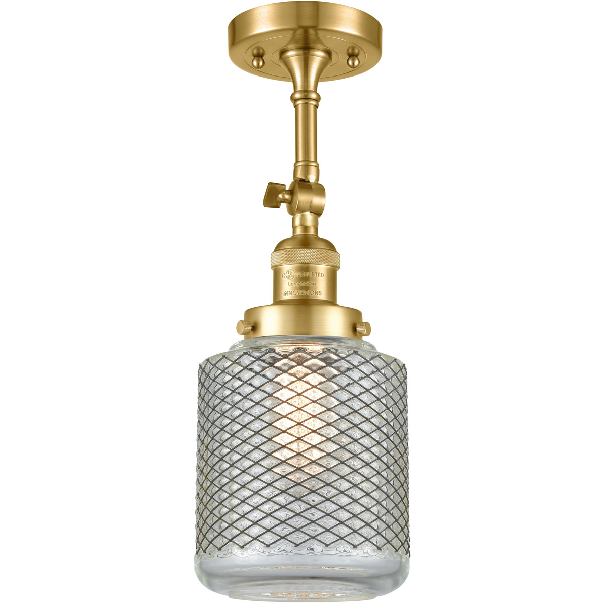 Franklin Restoration Stanton 1 Light 6 inch Satin Gold Semi-Flush Mount Ceiling Light, Franklin Restoration