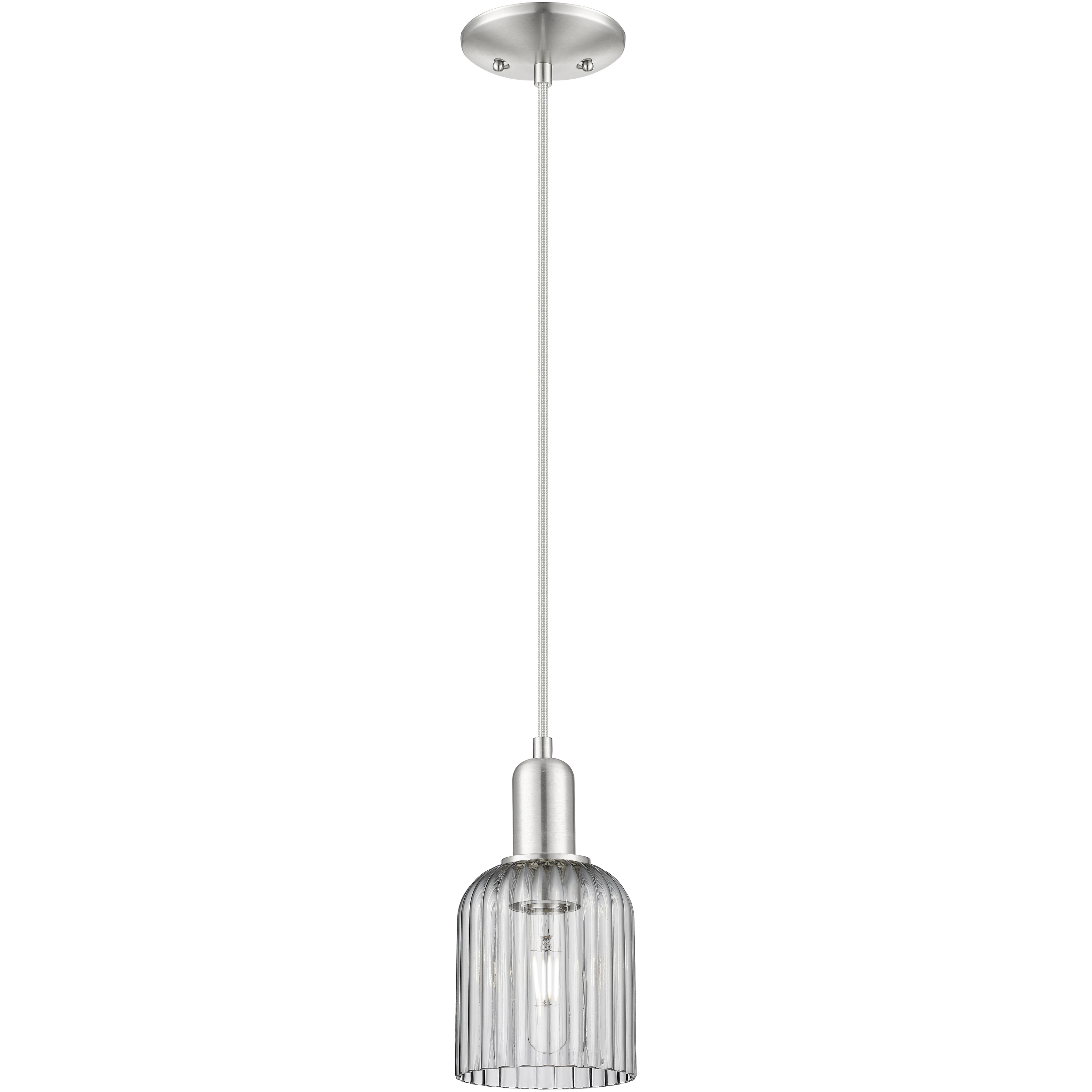 Bridal Veil 1 Light 5 inch Brushed Satin Nickel Mini Pendant Ceiling Light in Light Smoke Glass