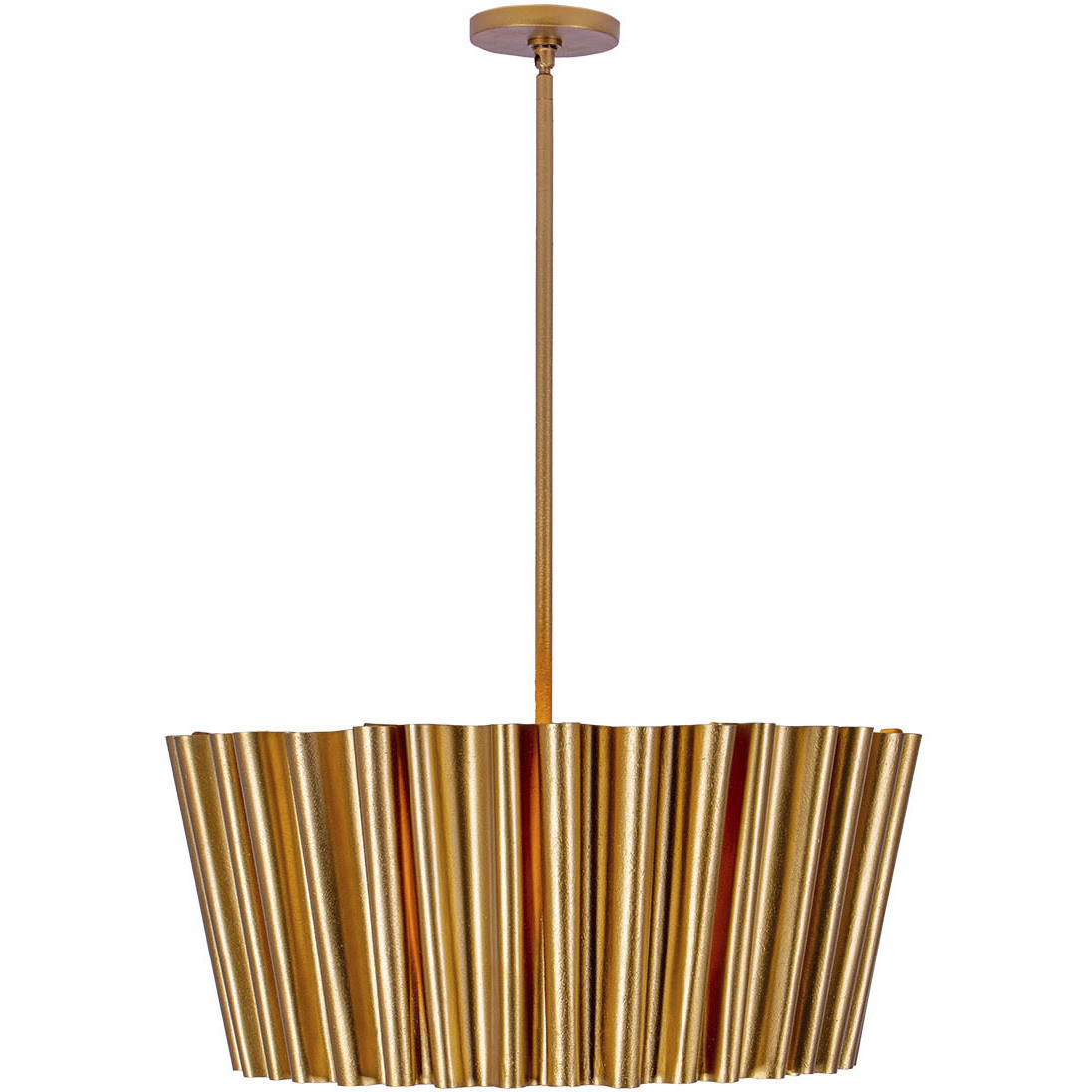 Ripple 6 Light 27.25 inch Bright Gold Leaf Pendant Ceiling Light