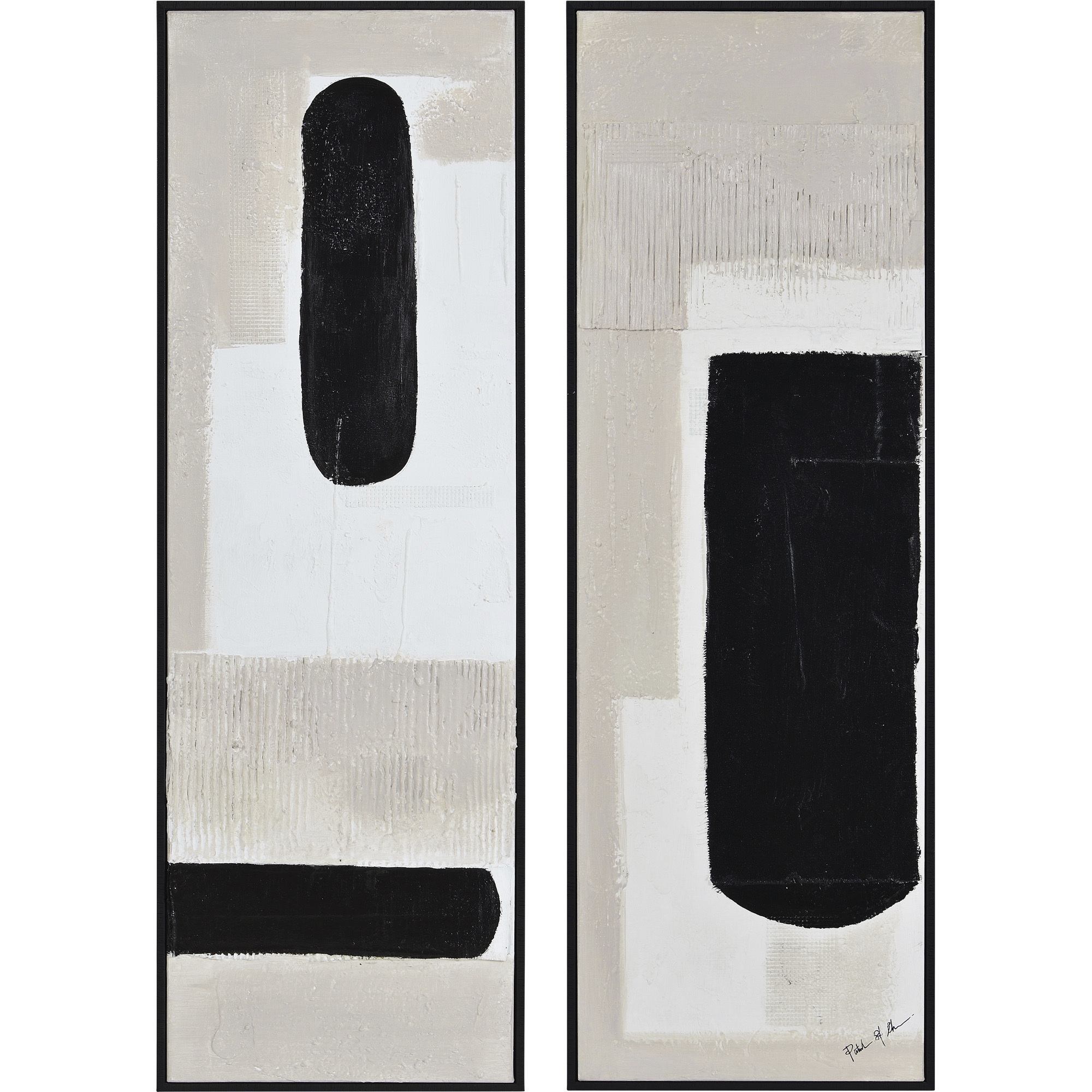 Dragoni Multicolor Heavy Texture and Plaster Canvas Art, Set of 2