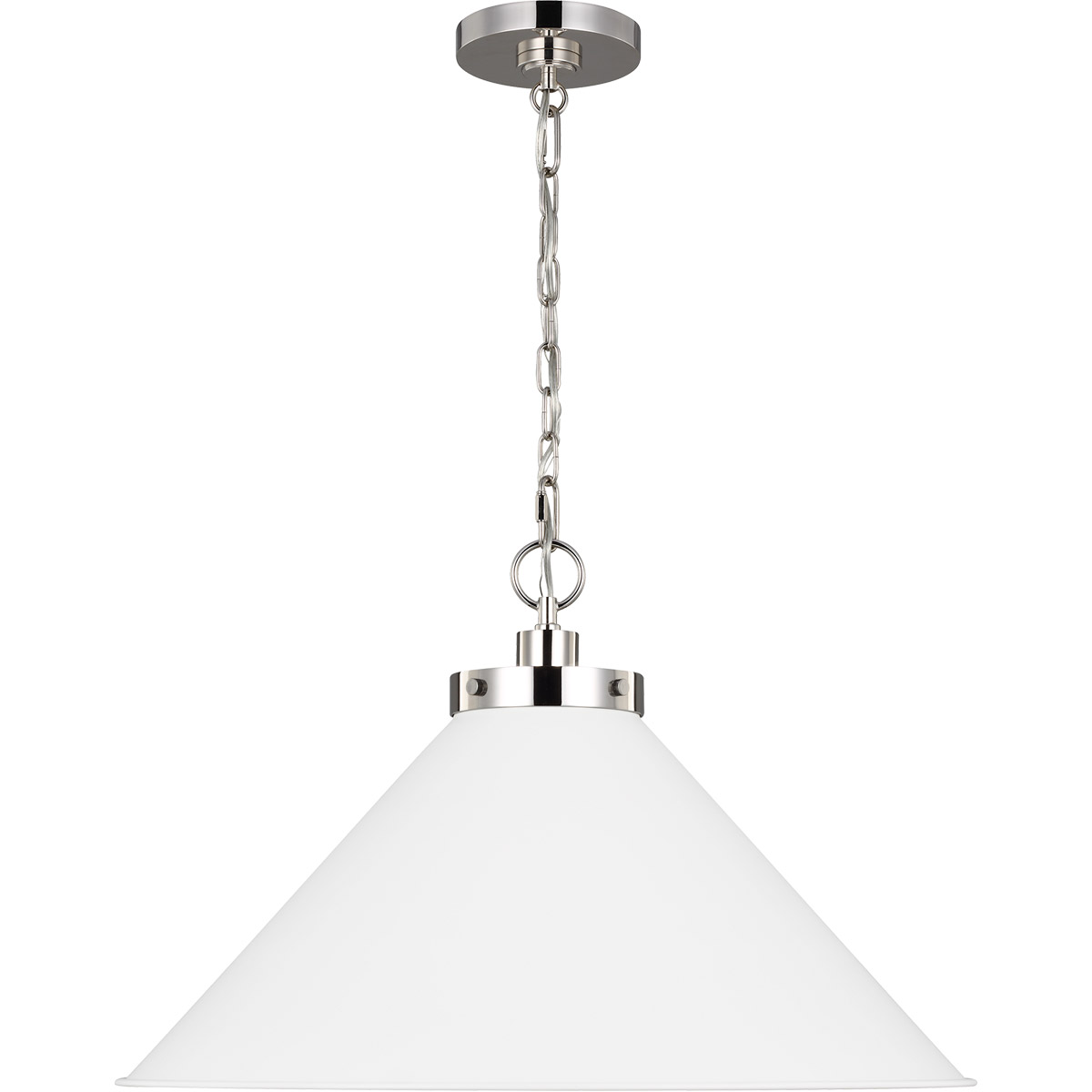 C&M by Chapman & Myers Wellfleet 1 Light 23.5 inch Matte White and Polished Nickel Pendant Ceiling Light in Matte White / Polished Nickel