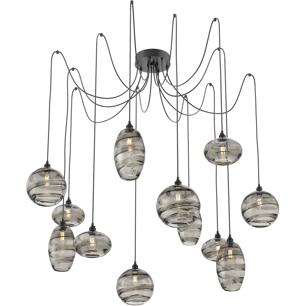 Misto 12 Light 15.5 inch Matte Black Swag Multi-Pendant Ceiling Light in Smoke Optic