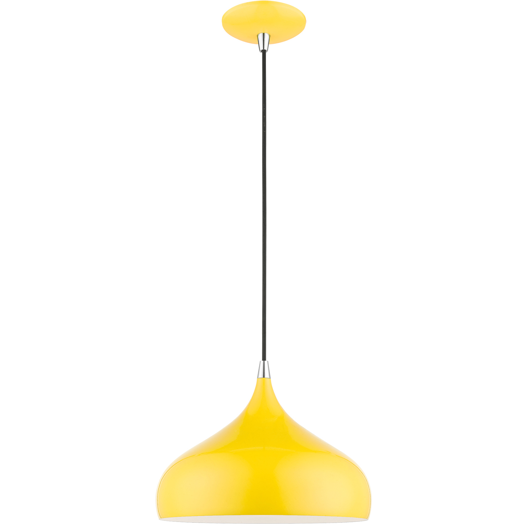 Amador 1 Light 11.75 inch Shiny Yellow with Polished Chrome Accents Pendant Ceiling Light