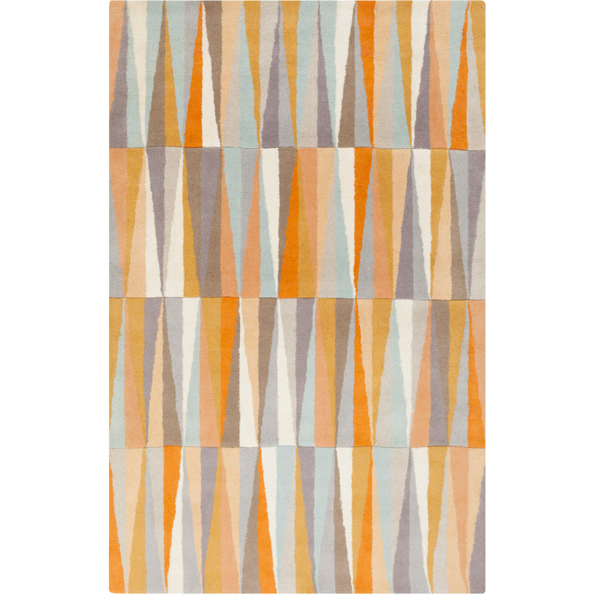 Oasis 96 X 60 inch Bright Orange/Light Gray/Beige/Camel/Peach/Mauve Rugs, Wool