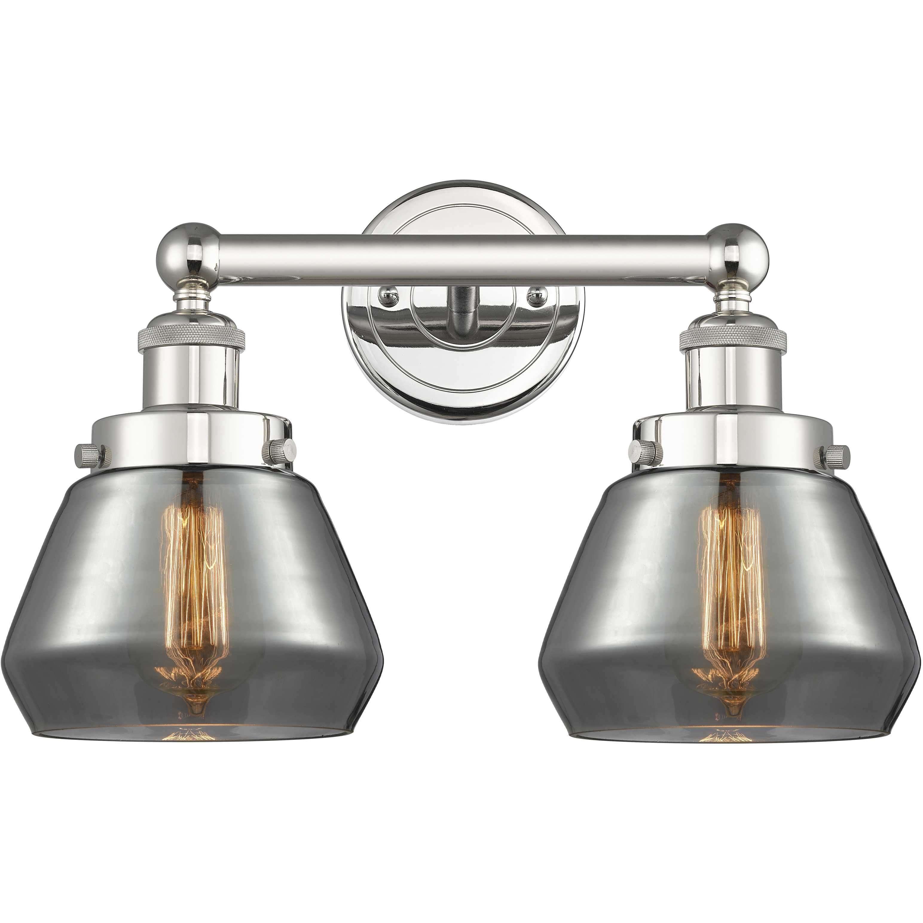 Fulton 2 Light 15.5 inch Polished Nickel Bath Vanity Light Wall Light in Plated Smoke